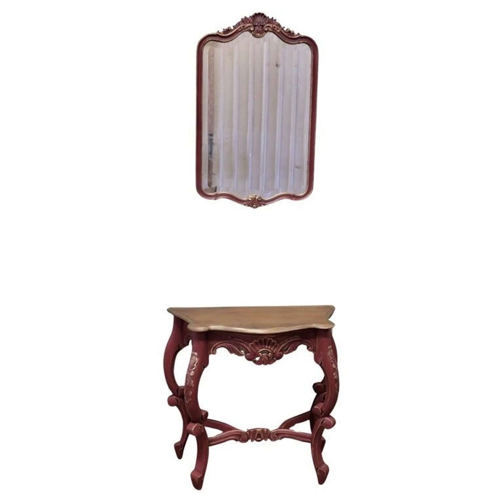 French Painted Console Or Hall Table With Matching Mirror