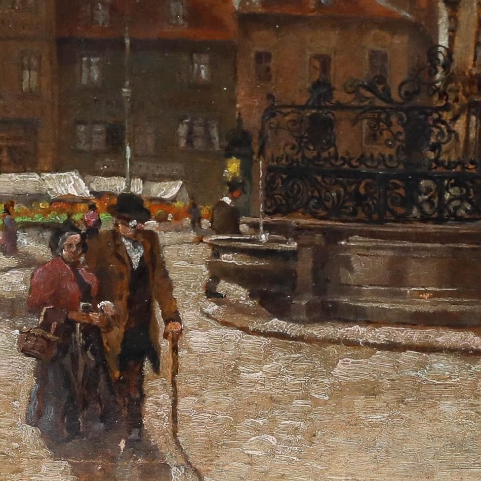 Egon Baumann Framed Early 20th Century Oil, St. Johanner Markt photo Art