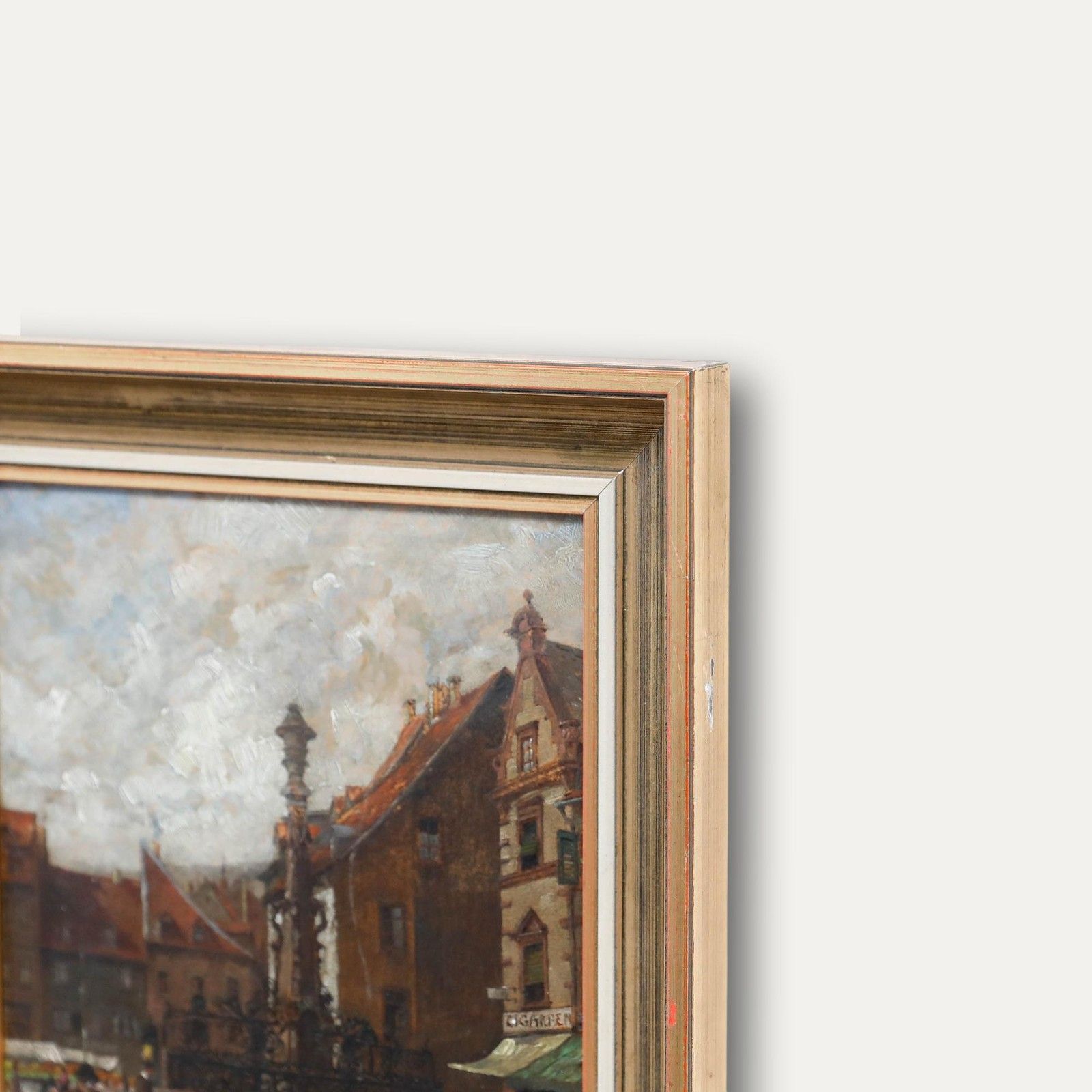 Egon Baumann Framed Early 20th Century Oil, St. Johanner Markt photo vinterior