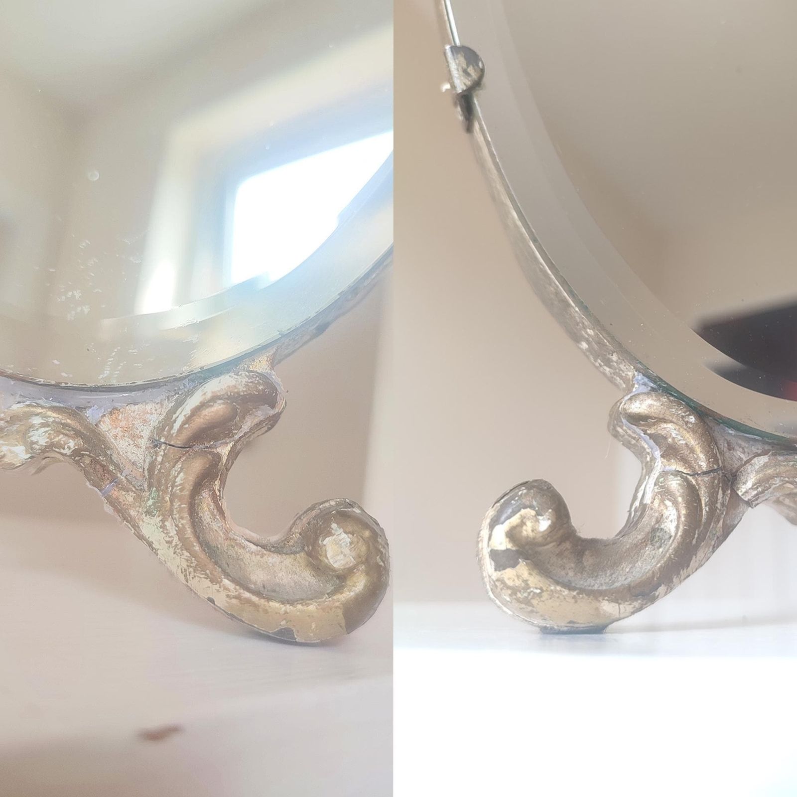 320.0 Miss Haversham's Romantic Ruin: Shabby Chic Gold Gilt Triptych Triple Vanity Mirror photo