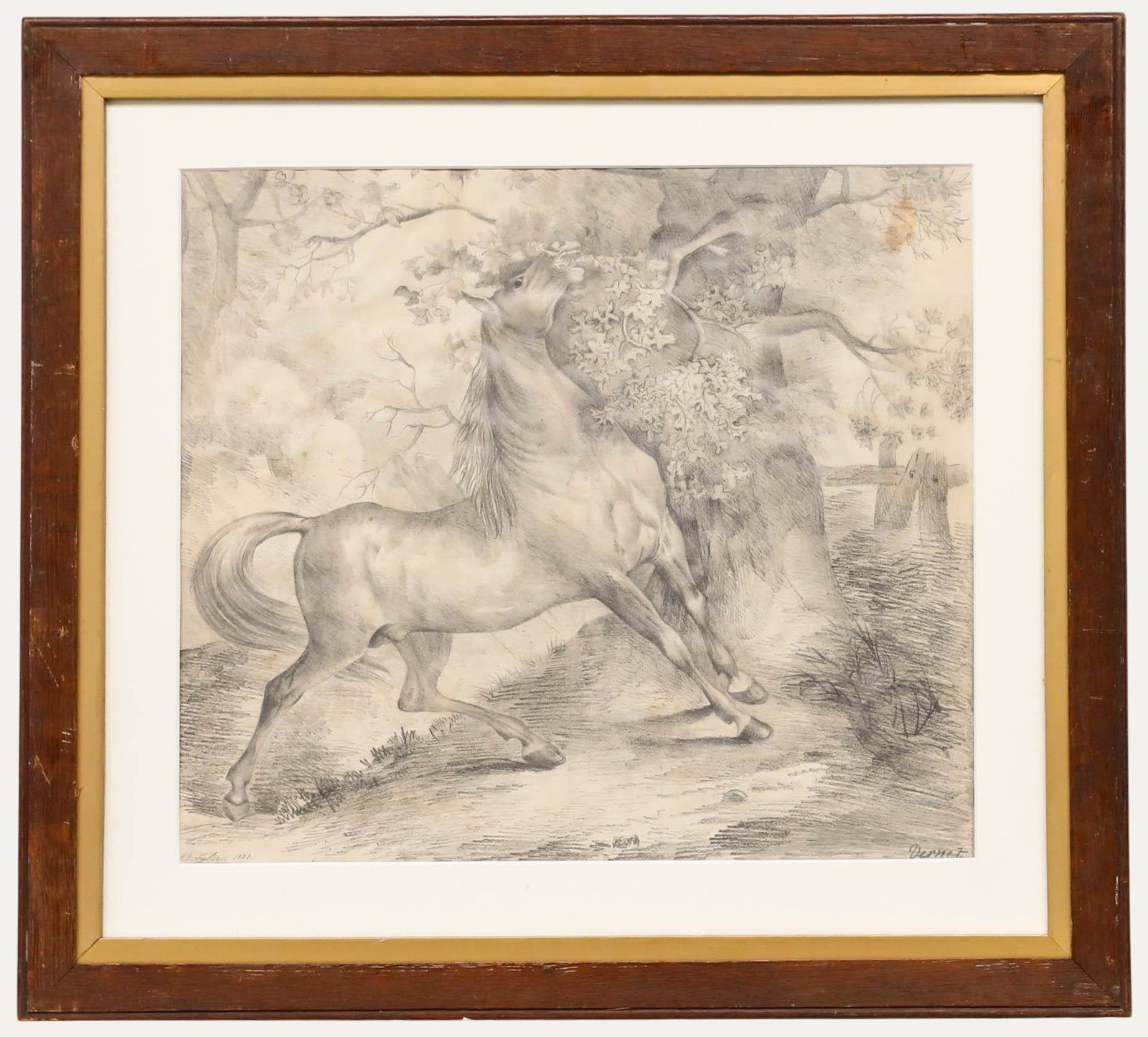 After Carle Vernet (1758 1836) 1833 Graphite Drawing, Wild Horse