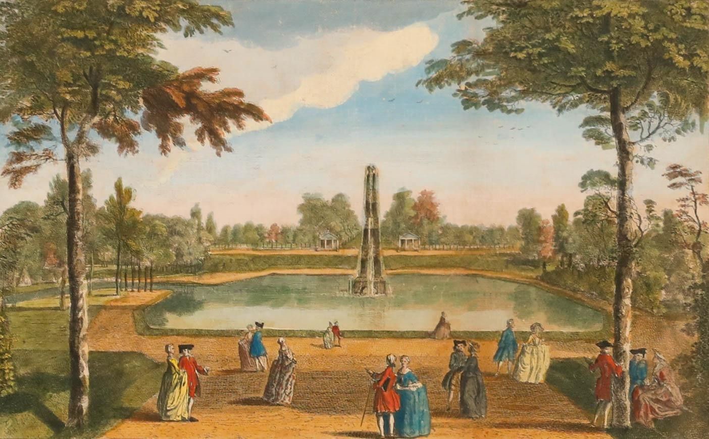 J.B.C. Chatelain After G. Bickham Jr. Engraving, A View Of The Gardens At Stow photo furniture