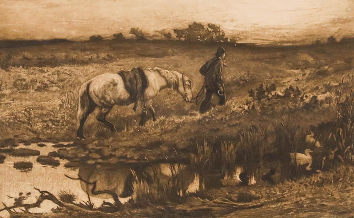 Robert Walker Macbeth (1848 1910) 1887 Etching, Leading The Plough Horse photo furniture