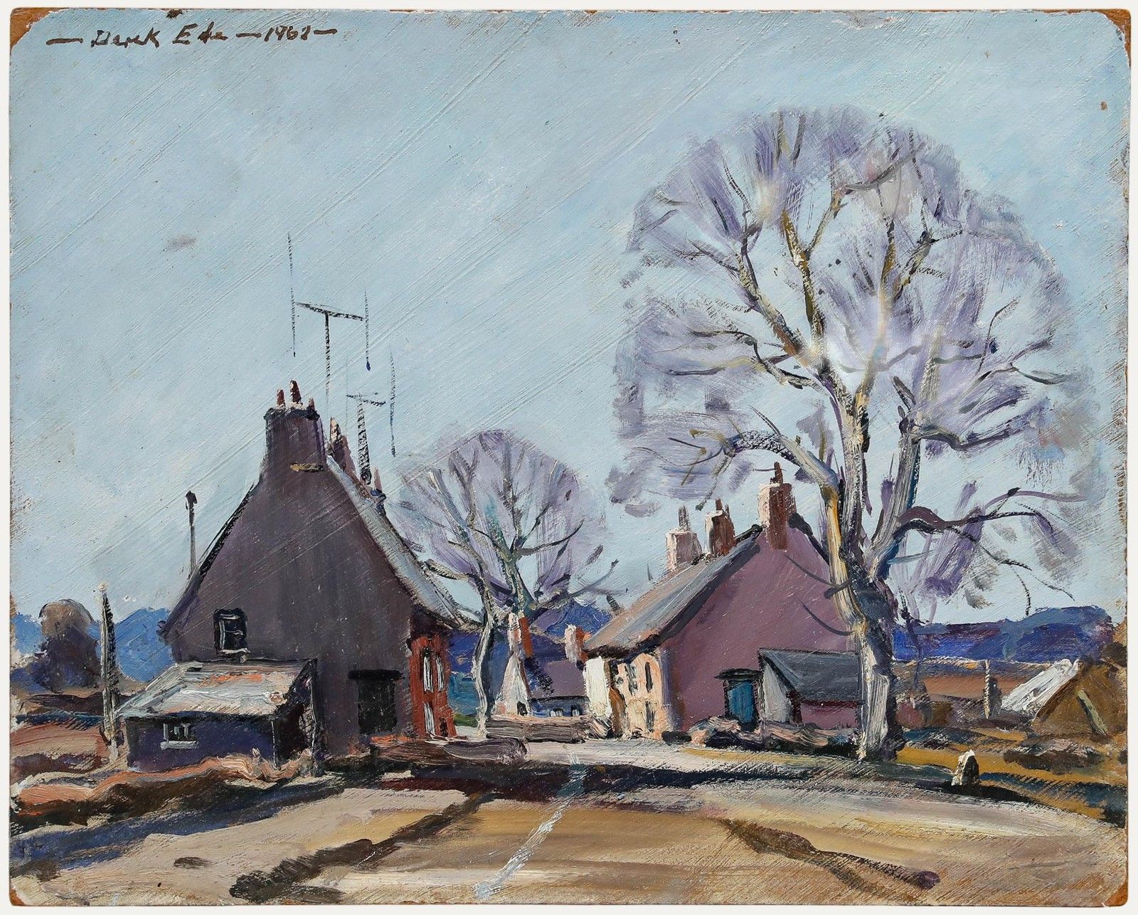 Derek Arthur Ede (1922 1983) Mid 20th Century Oil, Country Road, Bucks