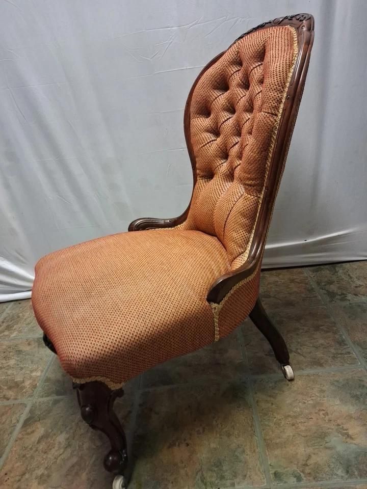 Antique Nursing Parlour Bedroom Chair Nice Clean Upholstery With New Casters photo for sale