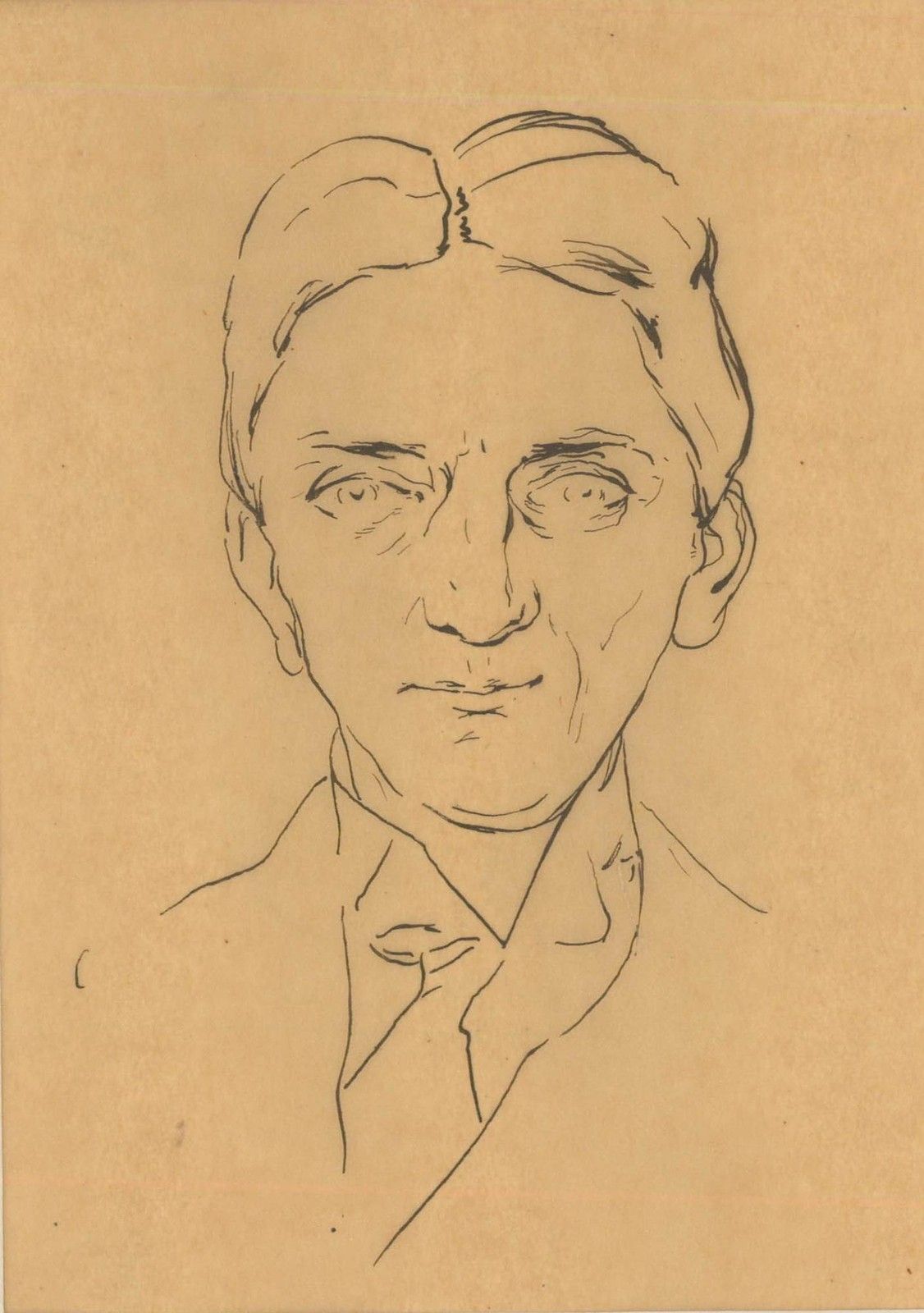 Belgian School Early 20th Century Pen And Ink Drawing Portrait Of A Gentleman photo furniture