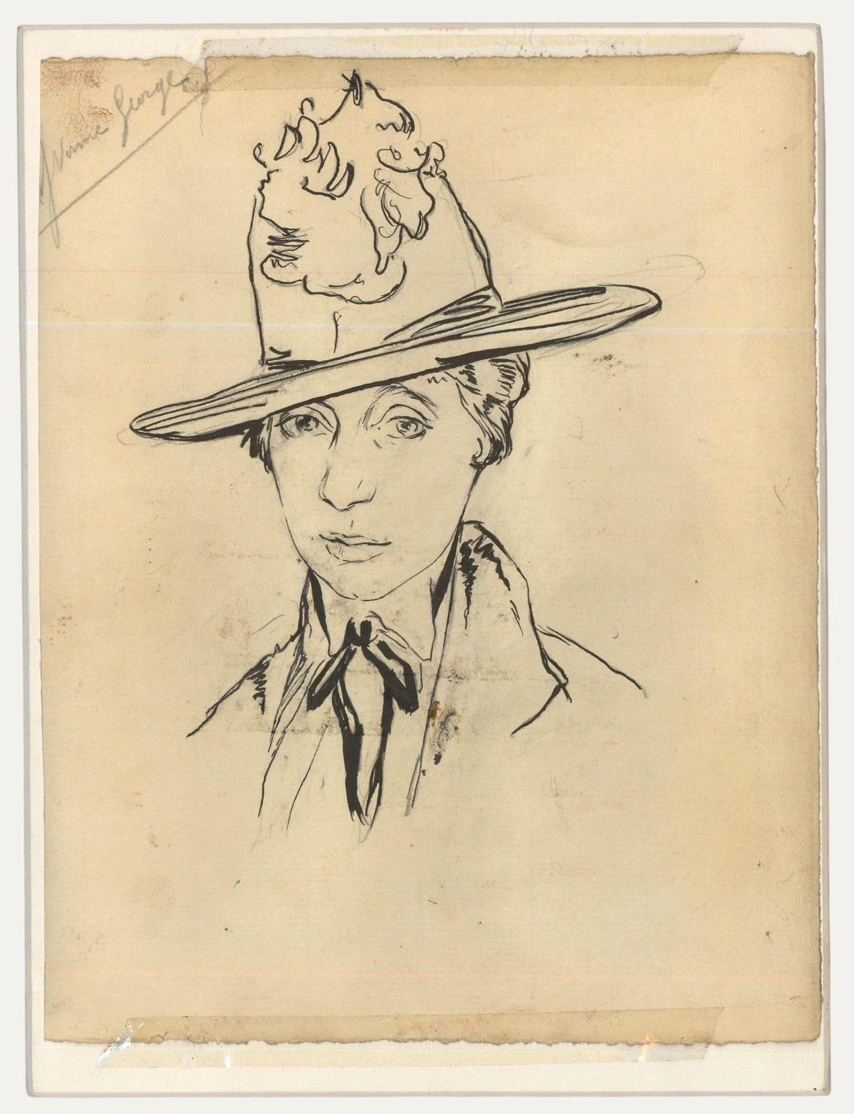 Belgian School Early 20th Century Pen And Ink Drawing Portrait Of A Gentleman photo for sale