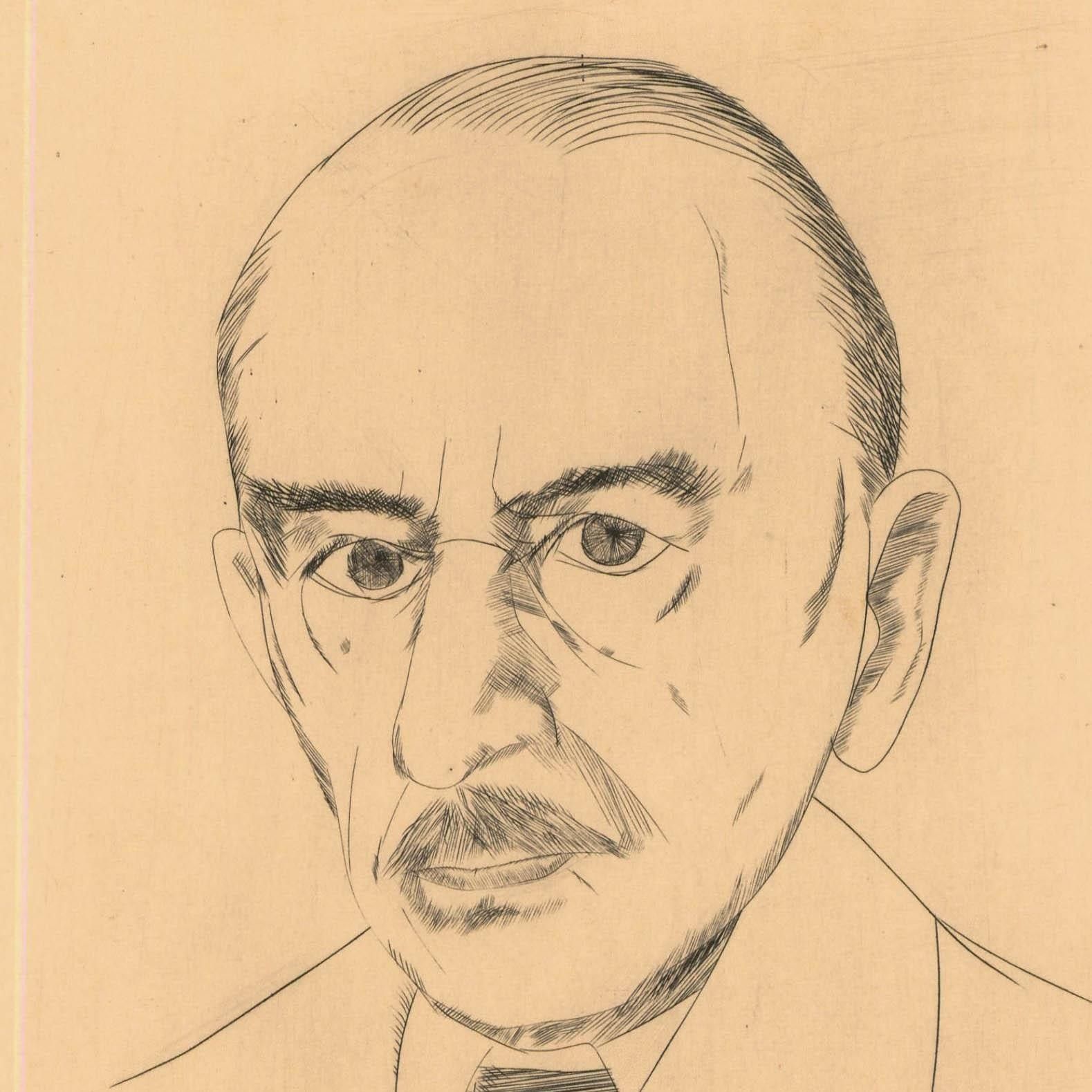 David Wurtzel (1935 2014) 1976 Etching, Thomas Mann photo for sale