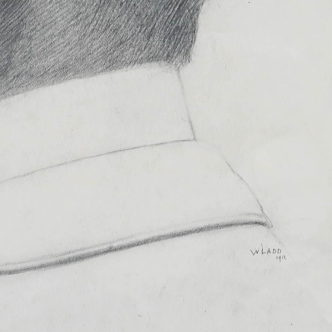 William Henry Ladd 1912 Graphite Drawing, Portrait Of A Gentleman In Profile photo vinterior