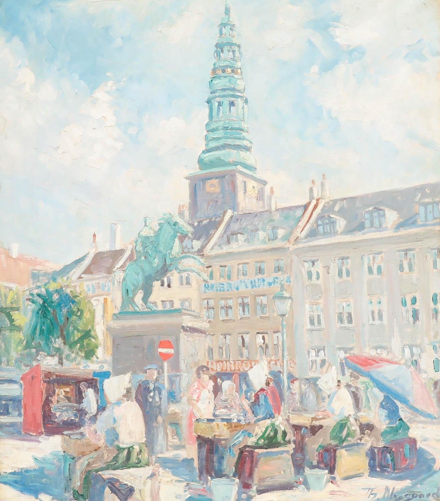 Thorvald Nygaard (1892 1973) Oil, Fisherwives By The Statue Of Bishop Absalon photo furniture