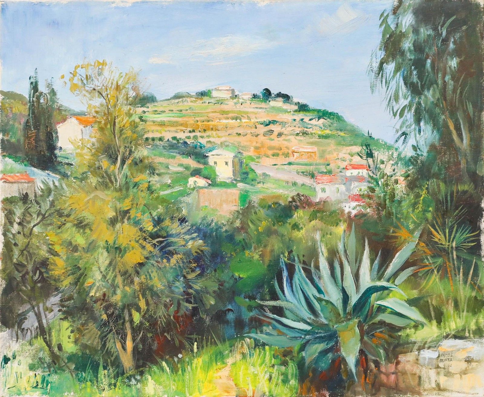 Andre Hofer (1890 1973) 1960 Oil, Agave Landscape photo furniture