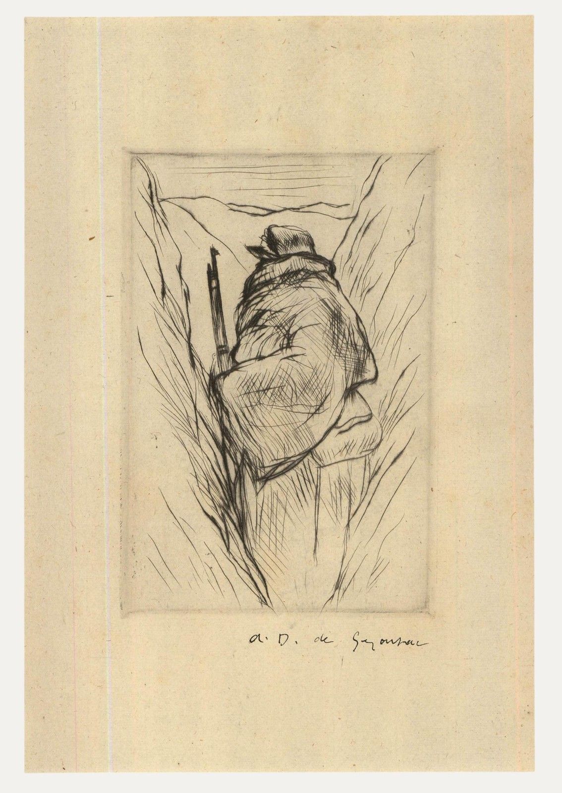 Andre Dunoyer De Segonzac (1884 1974) Early 20th Century Etching, Waiting