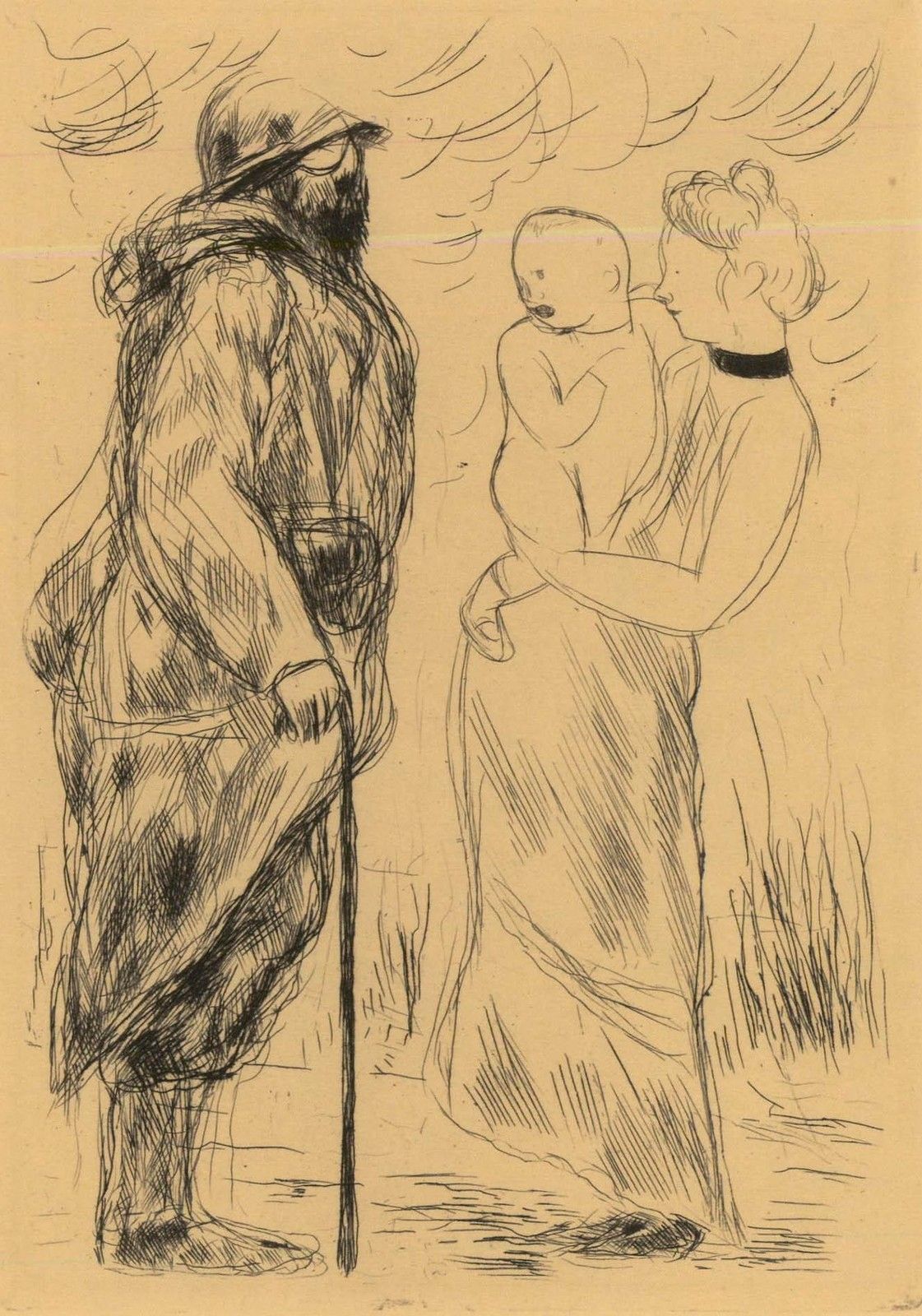 Andre Dunoyer De Segonzac (1884 1974) Etching, Meeting A Soldier photo furniture