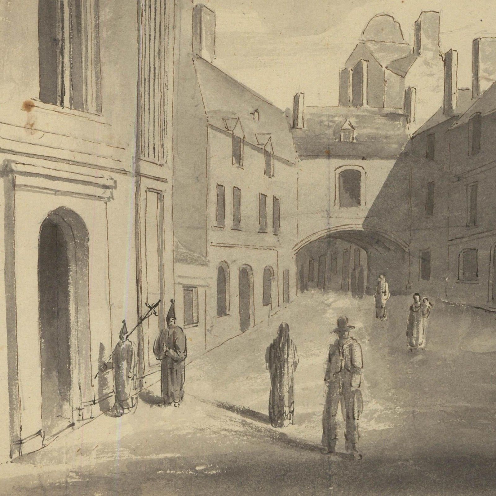 19th Century Watercolour Entrance On Cathedral, St Malo photo for sale