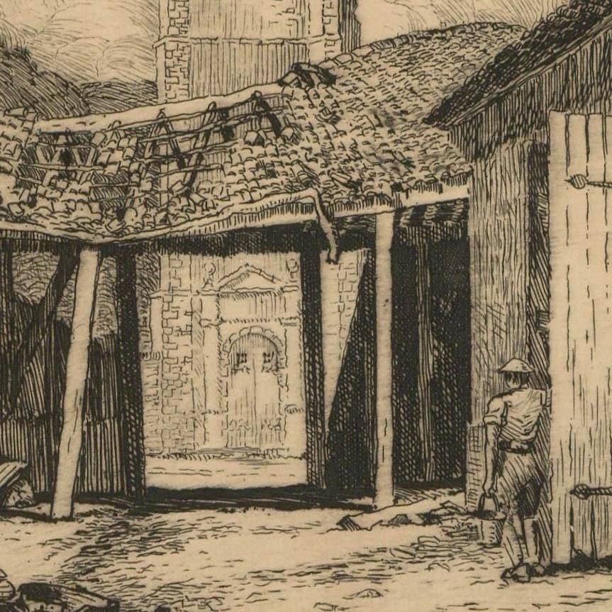J. William Hepburn (1881 1961) Early 20th Century Etching, Sailly Au Bois photo for sale
