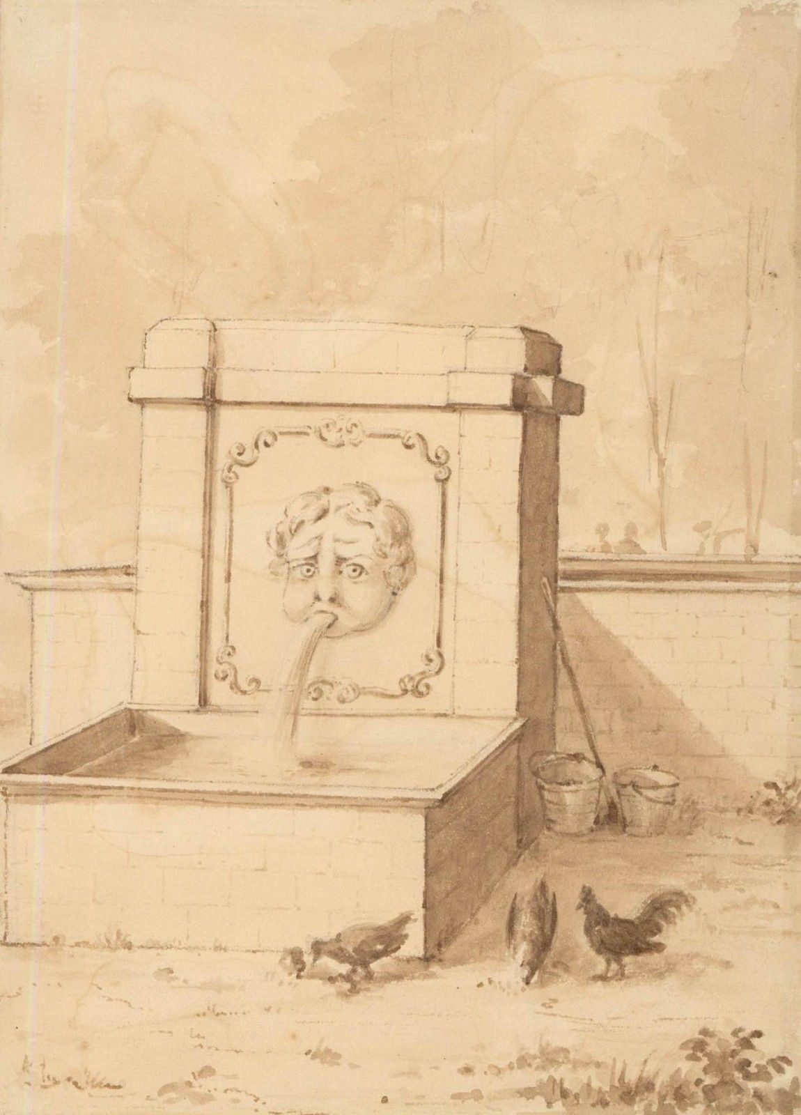 19th Century Watercolour Royal Port Gardens photo furniture