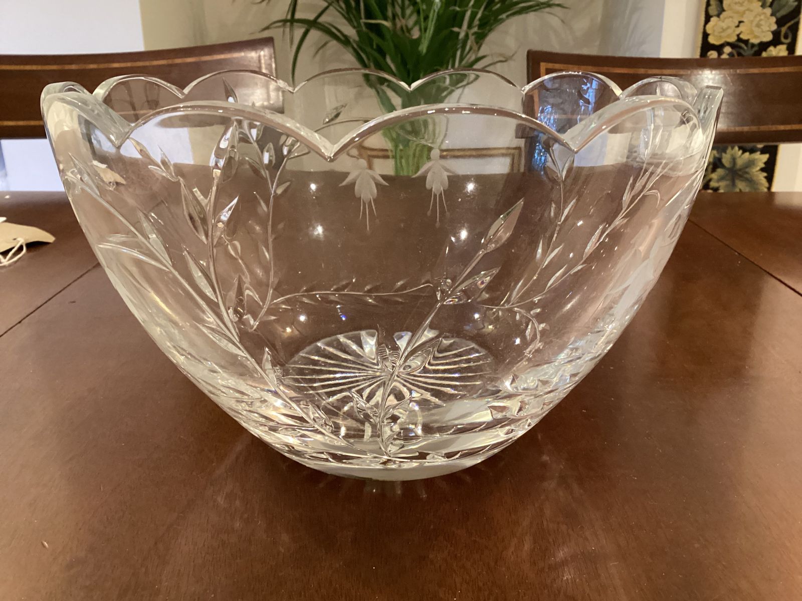 Stuart Crystal Cascade Fushia Scalloped Fruit/Punch Bowl