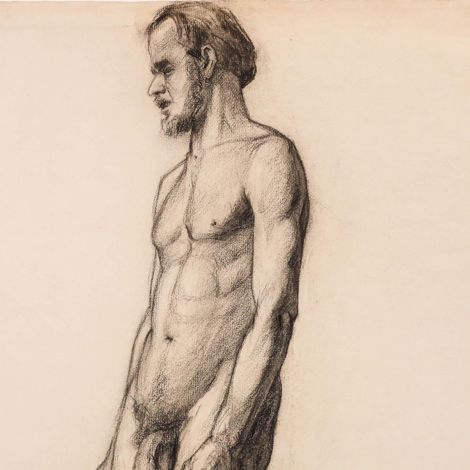 Pierre Neveu (B.1929) Mid 20th Century Graphite Drawing, Male Life Study photo Art