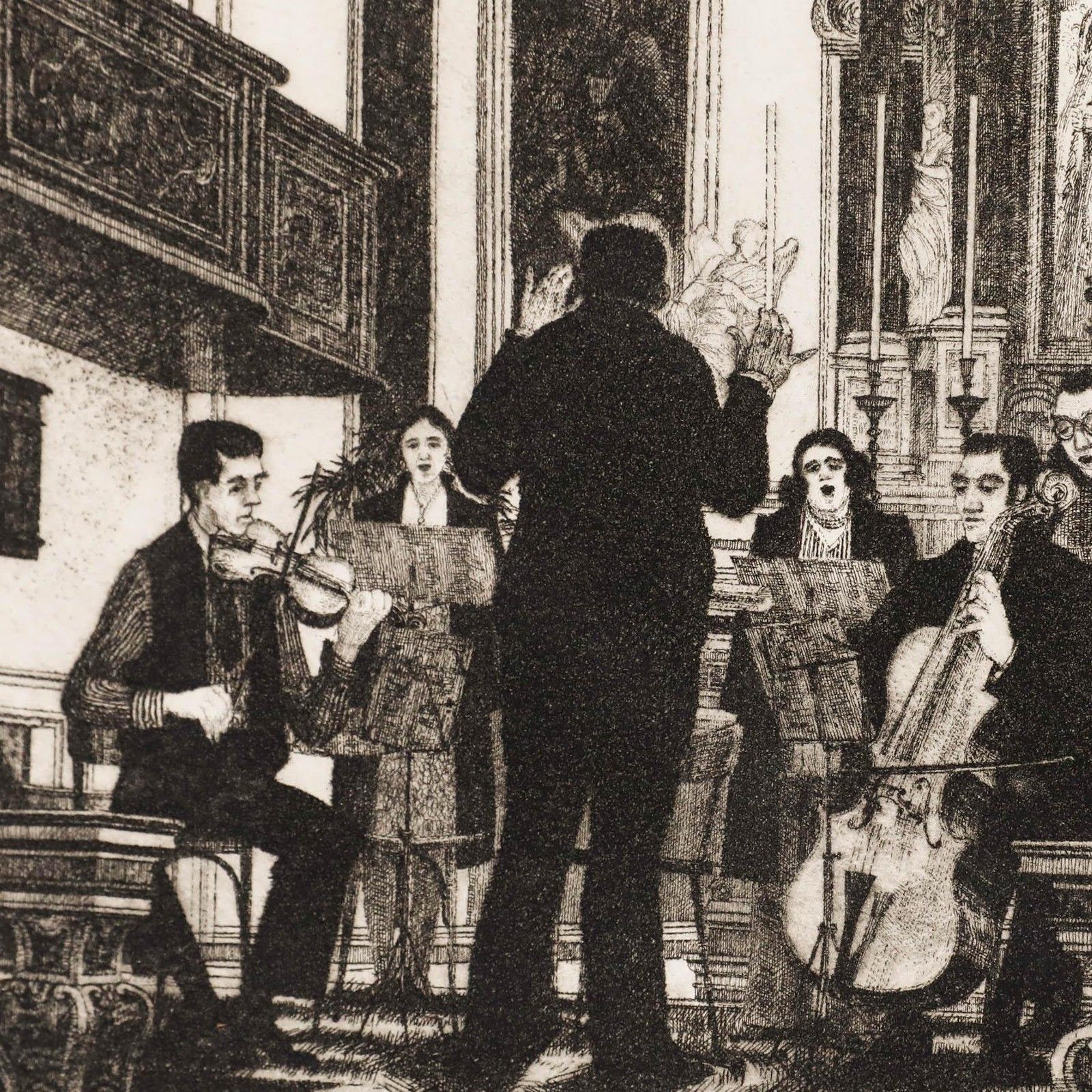 Wilfred Fairclough (1907 1996) 1995 Etching, The Concert photo Art