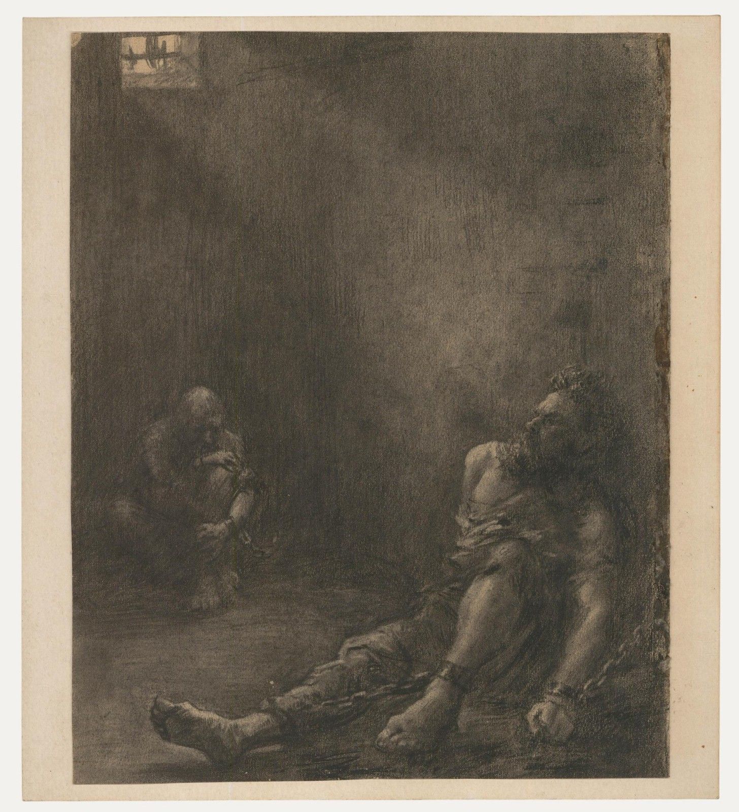 Early 20th Century Charcoal Drawing The Imprisonment Of Stepan Razin