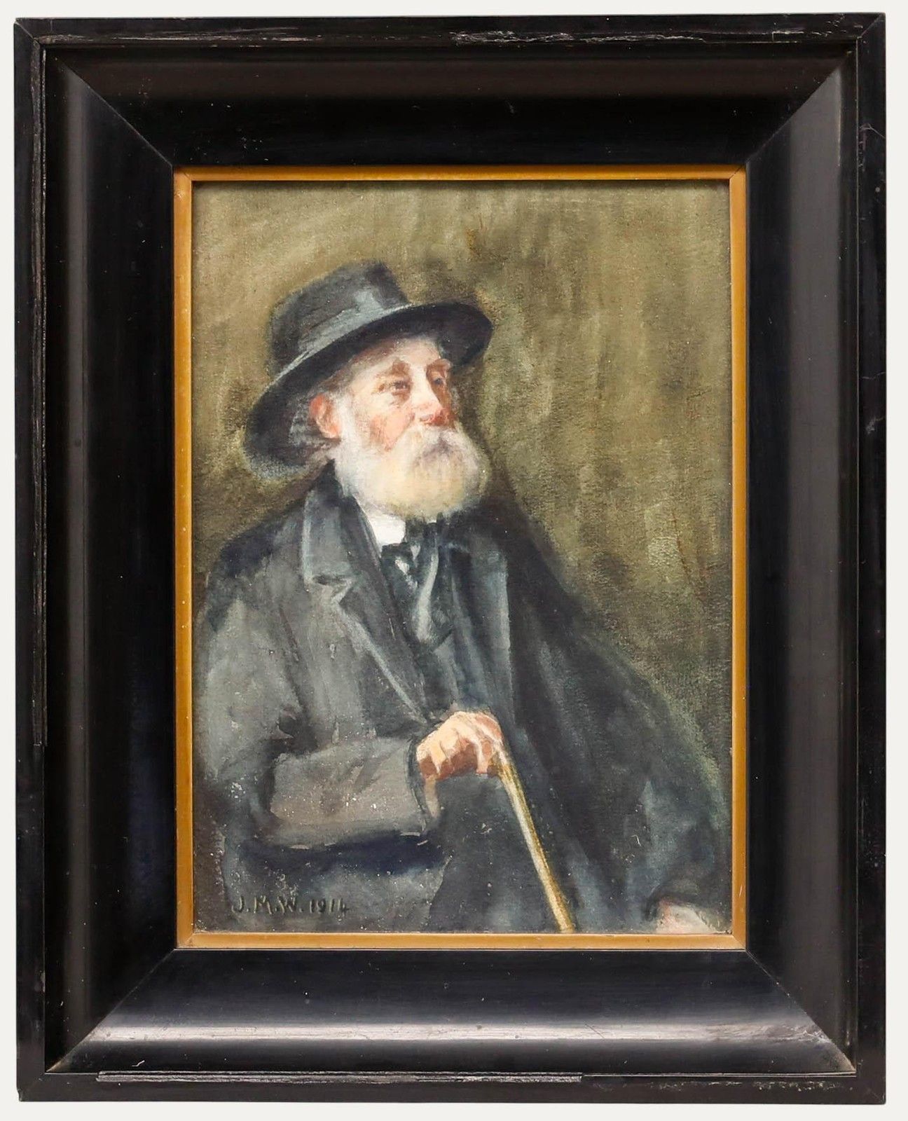 1914 Watercolour Portrait Of A Gentleman