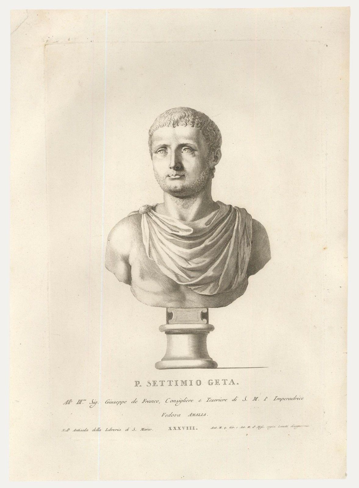 After Giovanni Antonio Faldoni (1689 C.1770) Engraving, Publius Septimius Geta