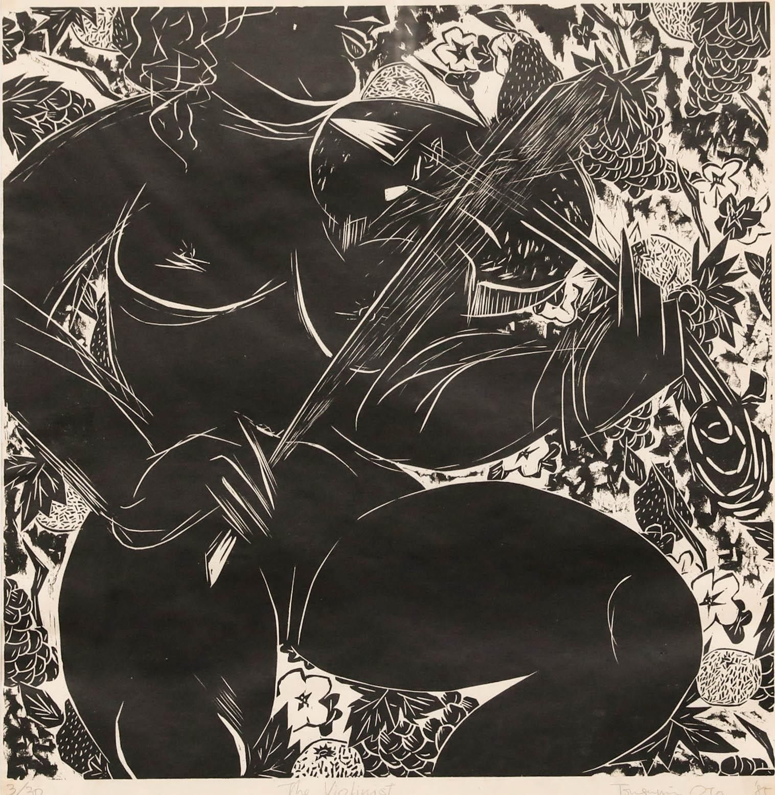 Tsugumi Ota (B.1951) 1985 Linoprint, The Violinist photo furniture