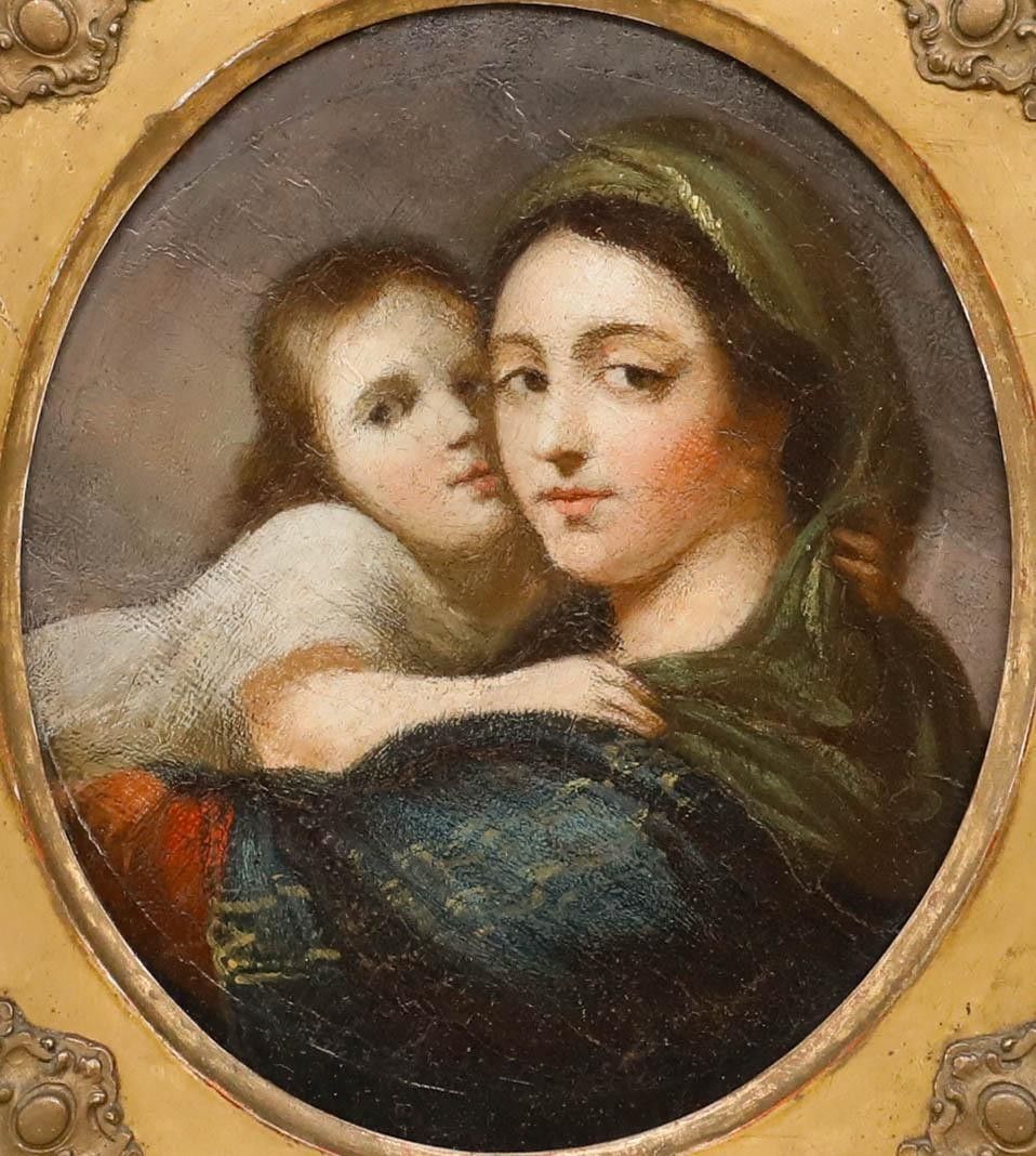 Italian School 19th Century Oil Mother And Child photo furniture