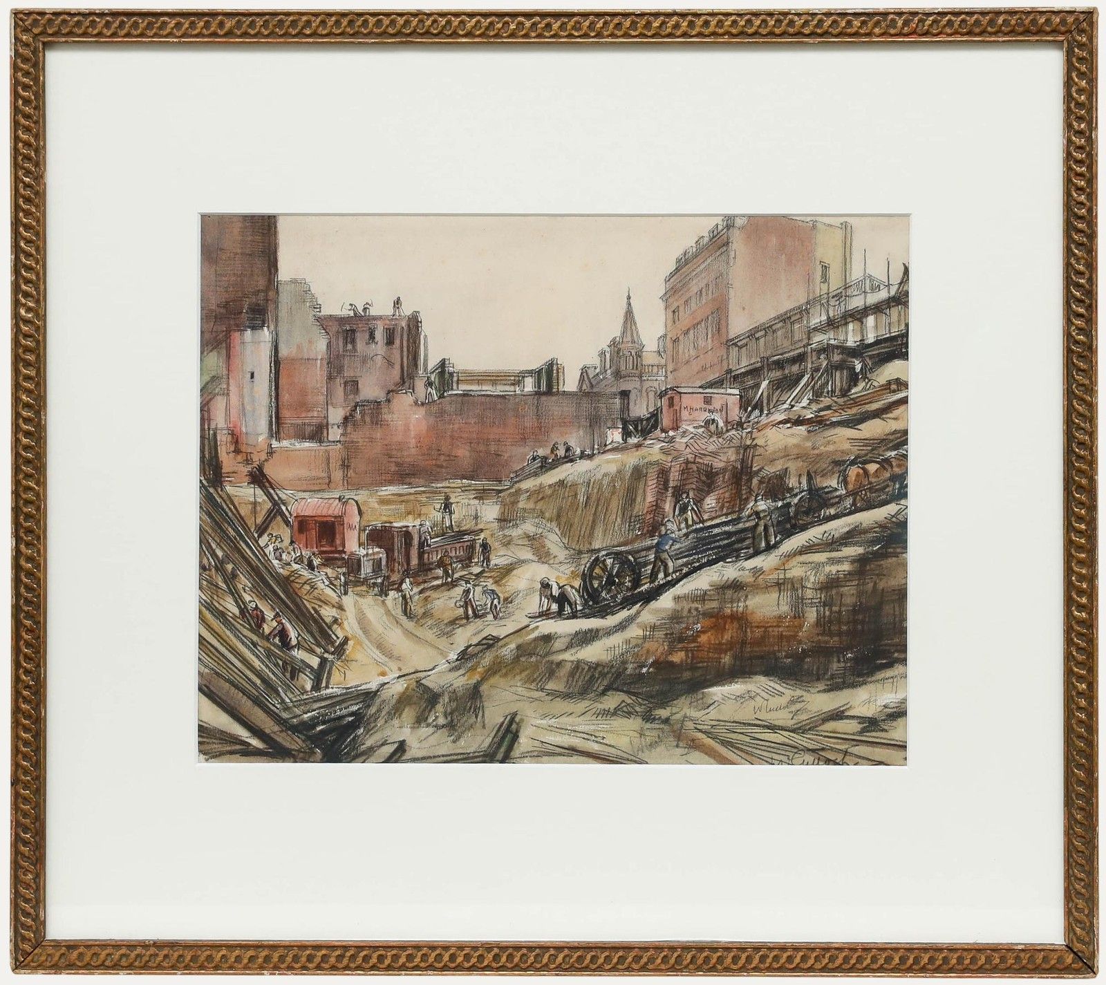 Joseph Mcculloch (1893 1961) Graphite Drawing, Site Of The Building Society