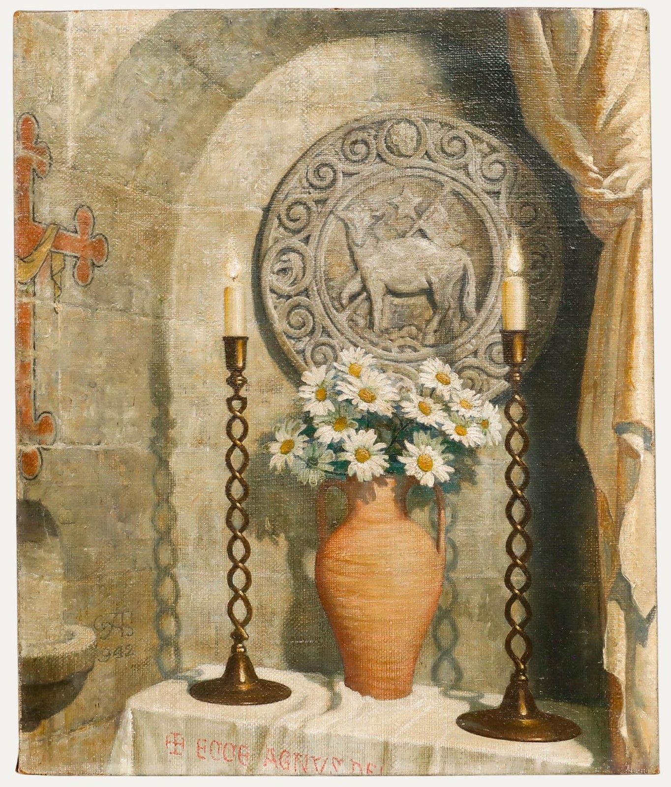 1942 Oil Flowers In The Alcove