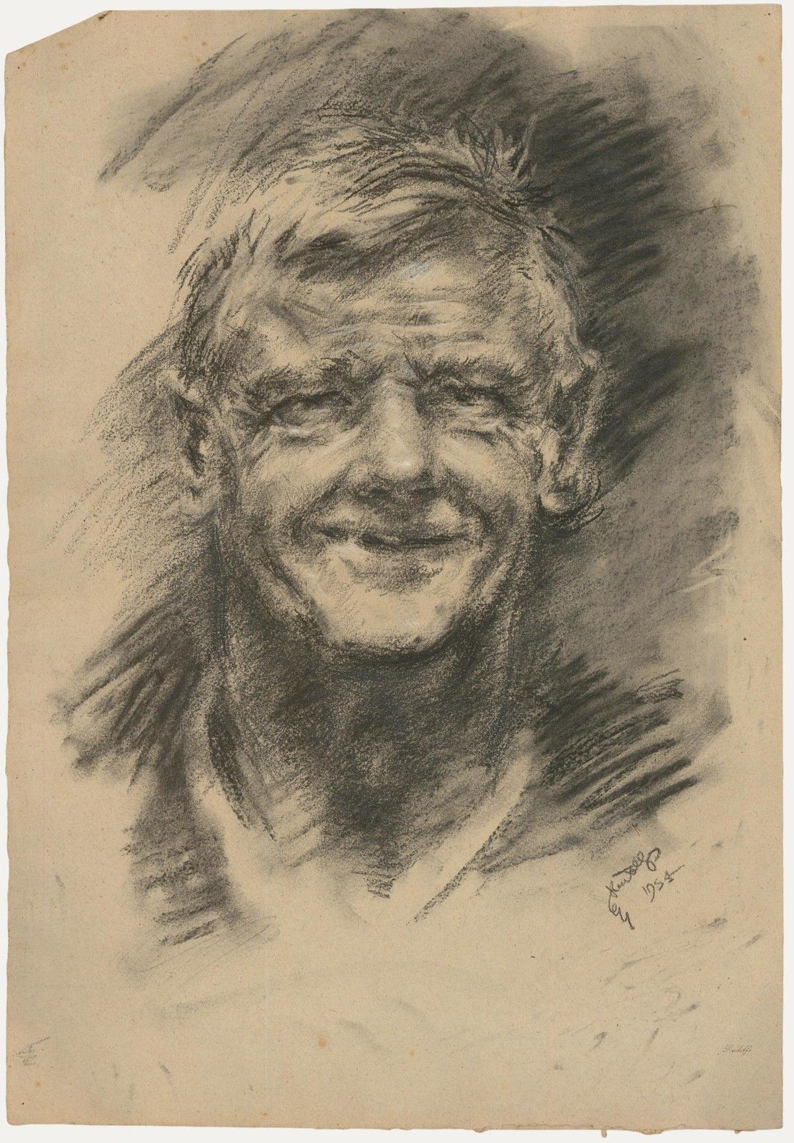 Francis Rudolph (1921 2005) 1954 Charcoal Drawing, An Idiot