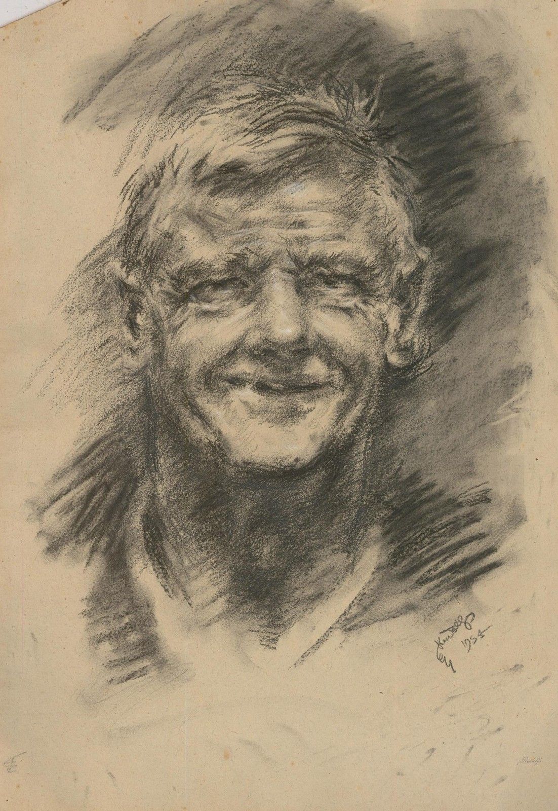 Francis Rudolph (1921 2005) 1954 Charcoal Drawing, An Idiot photo furniture