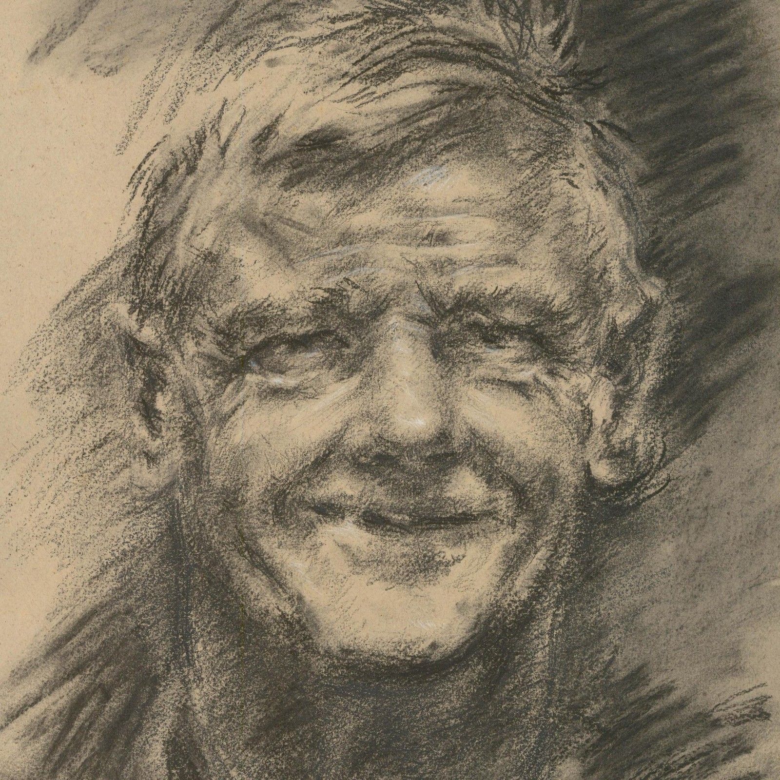 Francis Rudolph (1921 2005) 1954 Charcoal Drawing, An Idiot photo Art