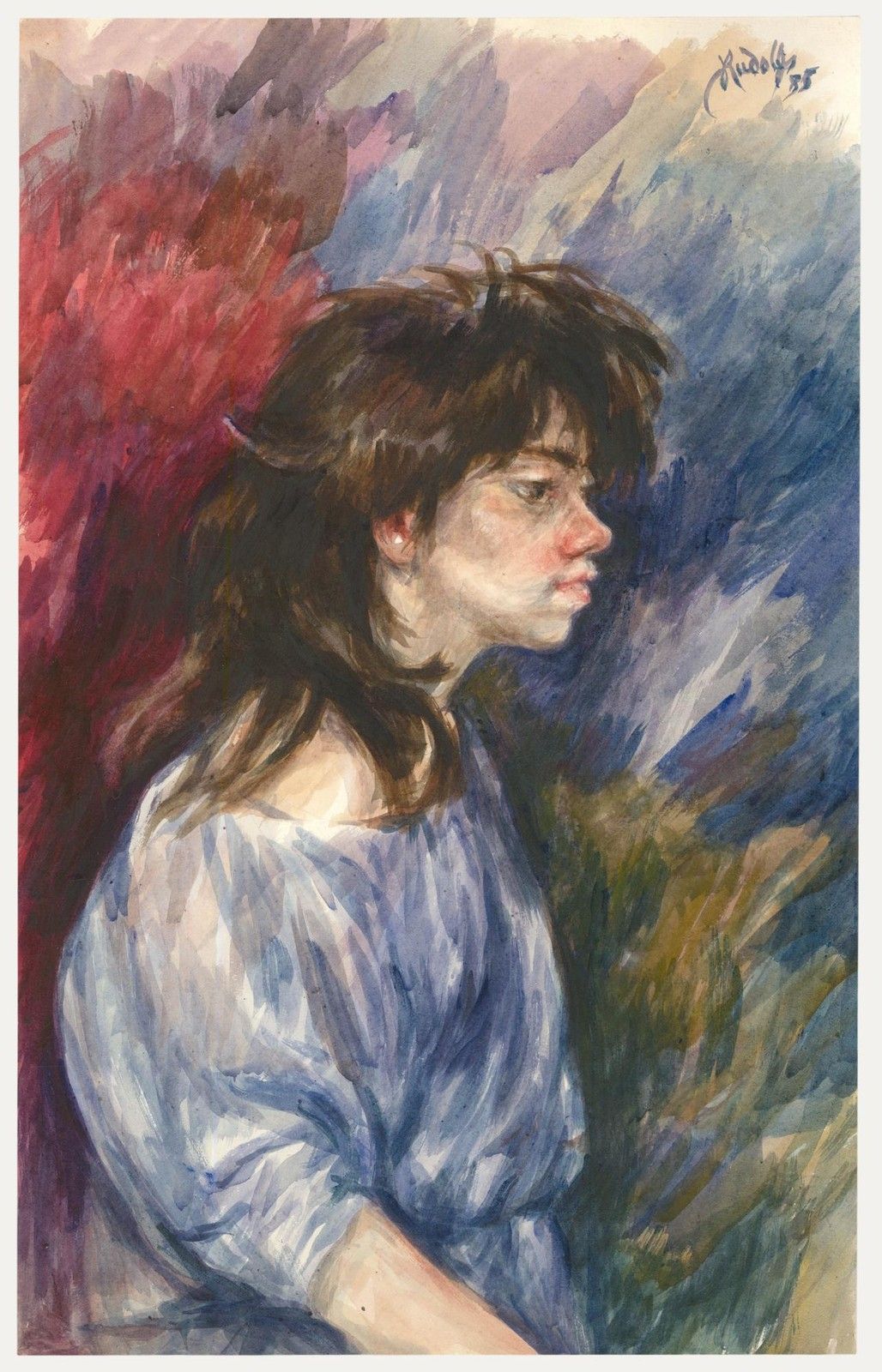 Francis Rudolph (1921 2005) 20th Century Watercolour, Eighties Girl