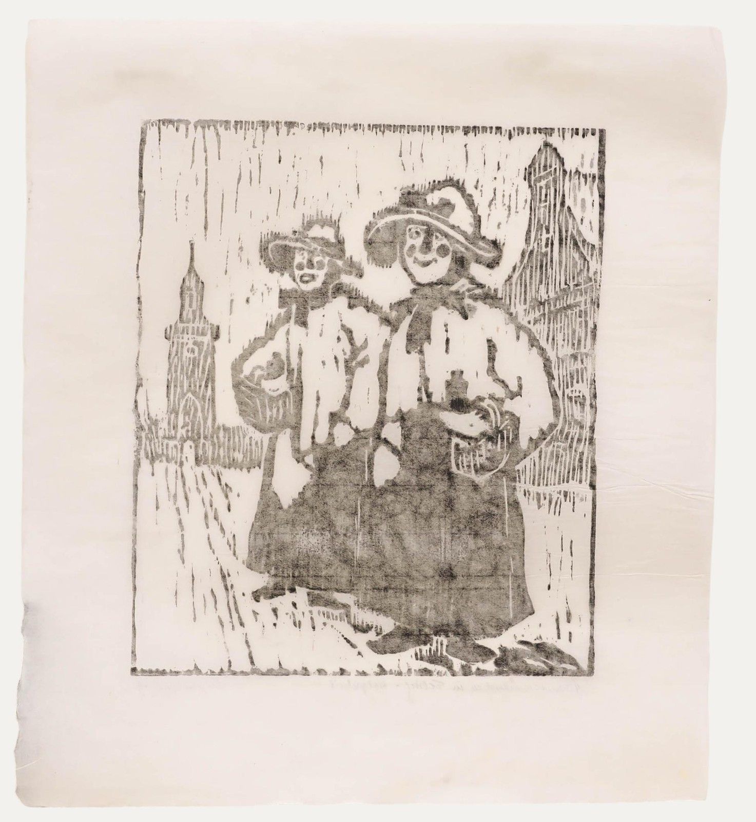 M. Karstens 20th Century Woodcut, Advent Winter In Eching photo for sale