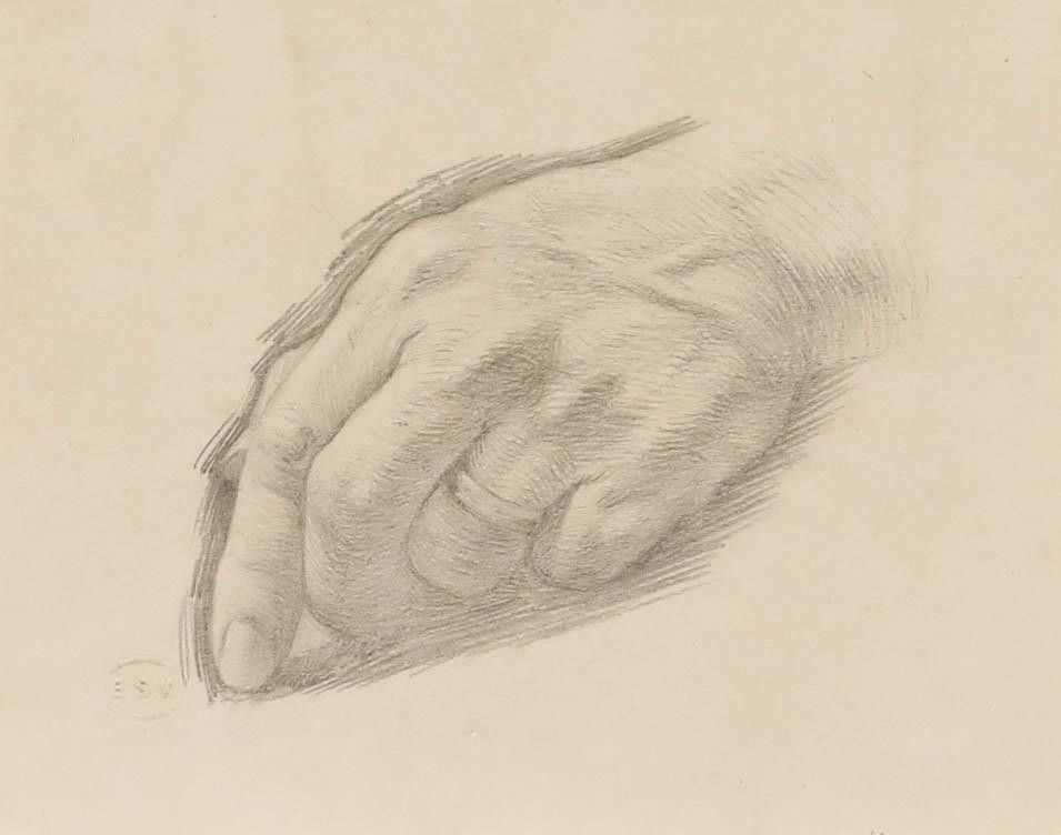 Edward Ridley (1883 1946) Early 20th Century Graphite Drawing, Study Of A Hand photo furniture