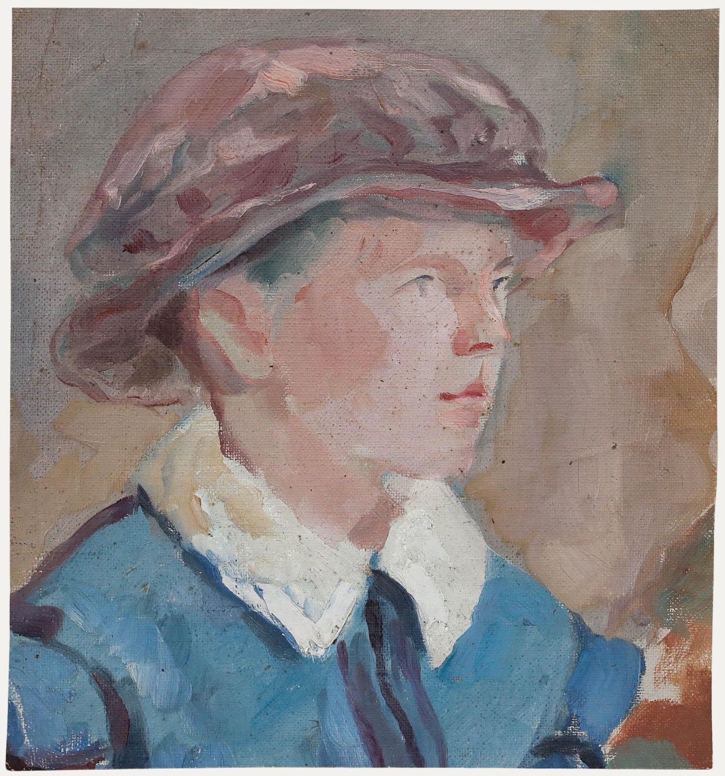20th Century Oil Girl In A Pink Hat