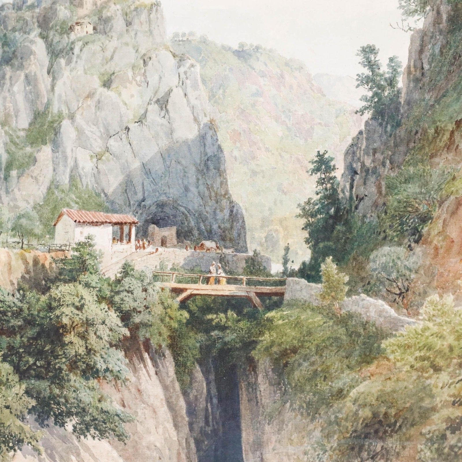Framed Early 20th Century Watercolour View Of The Ravine photo Art