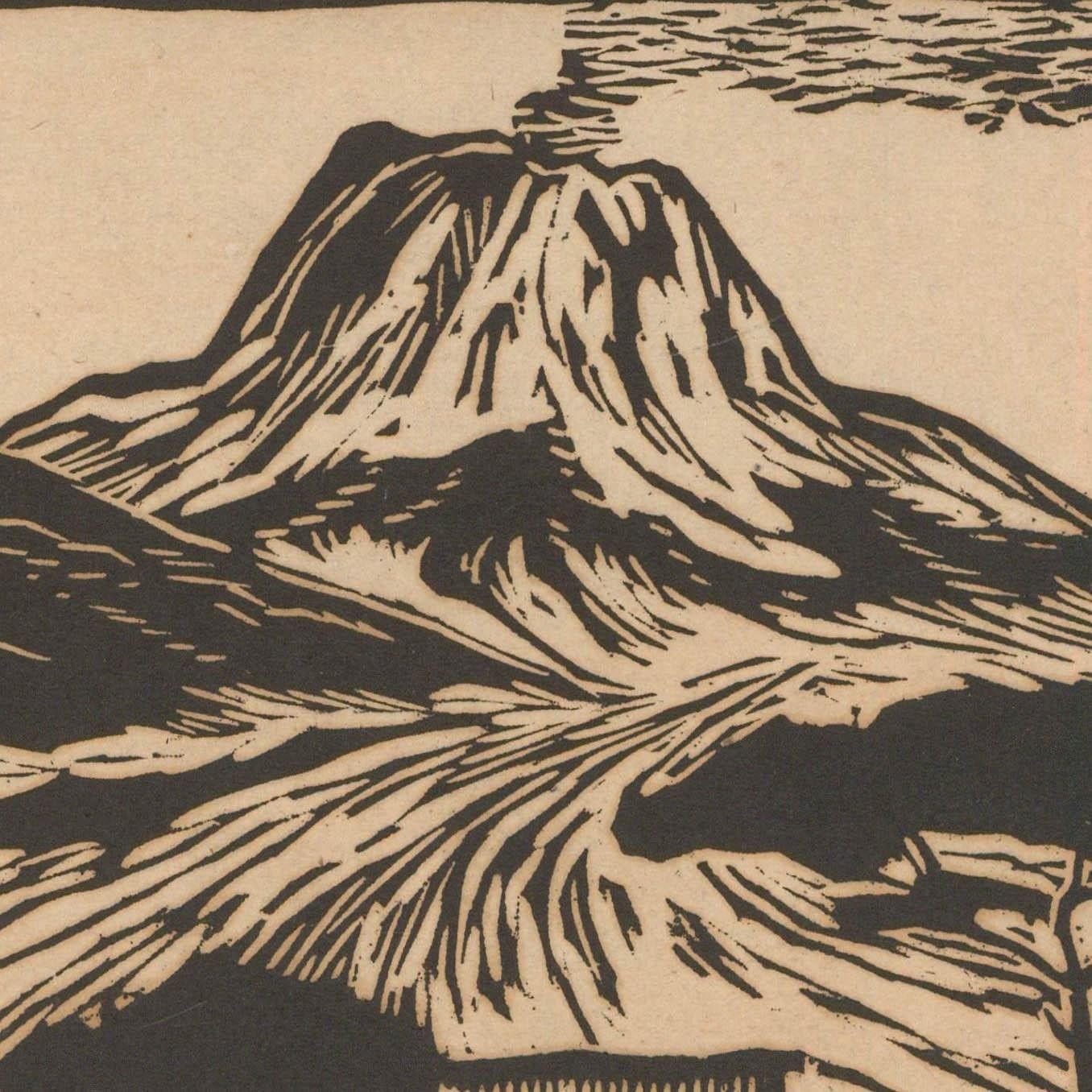 Hans Venter (1892 1971) Early 20th Century Woodcut, Vesuvius photo for sale
