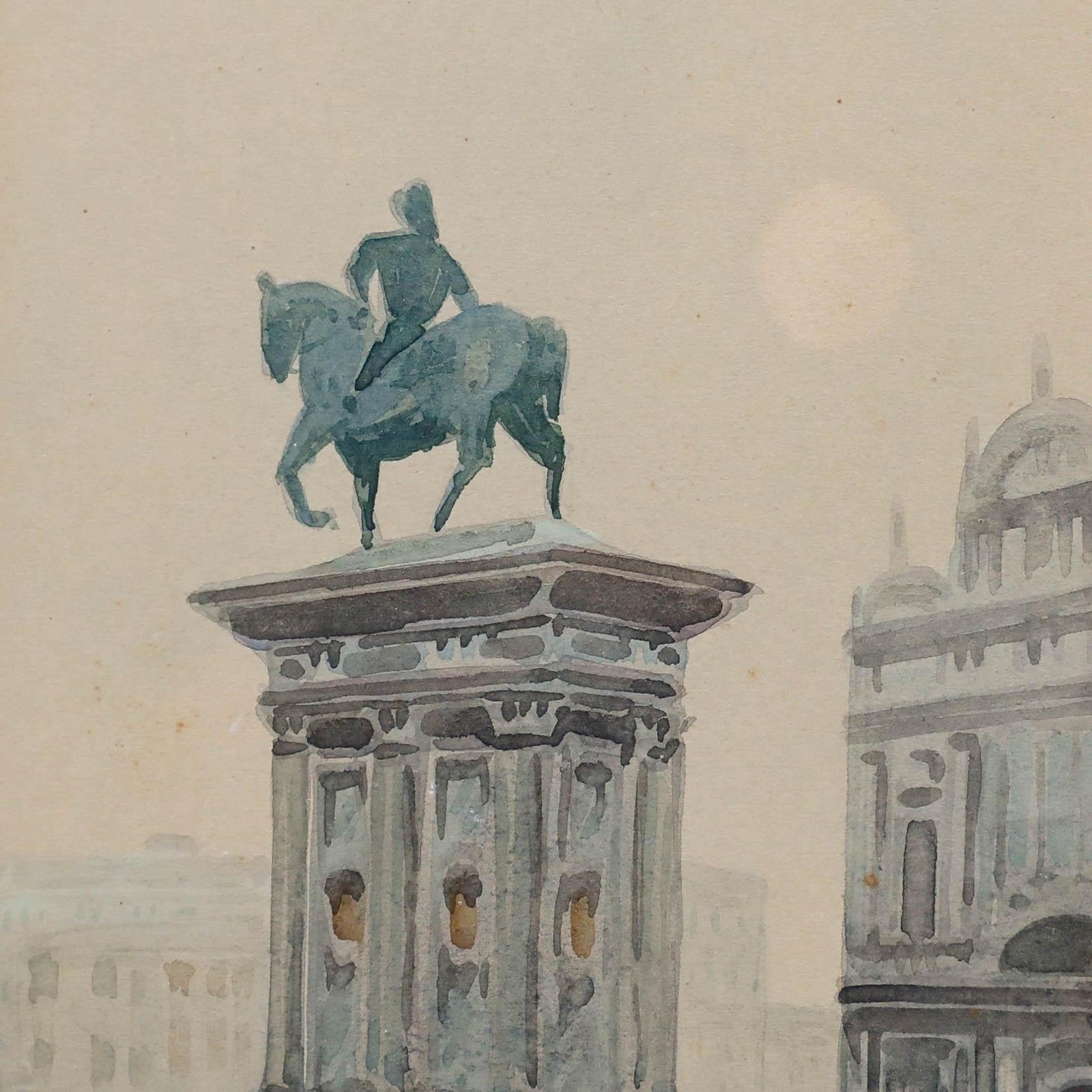 Andrea Biondetti (1851 1946) Watercolour, Bartolomeo Colleoni Monument photo Art