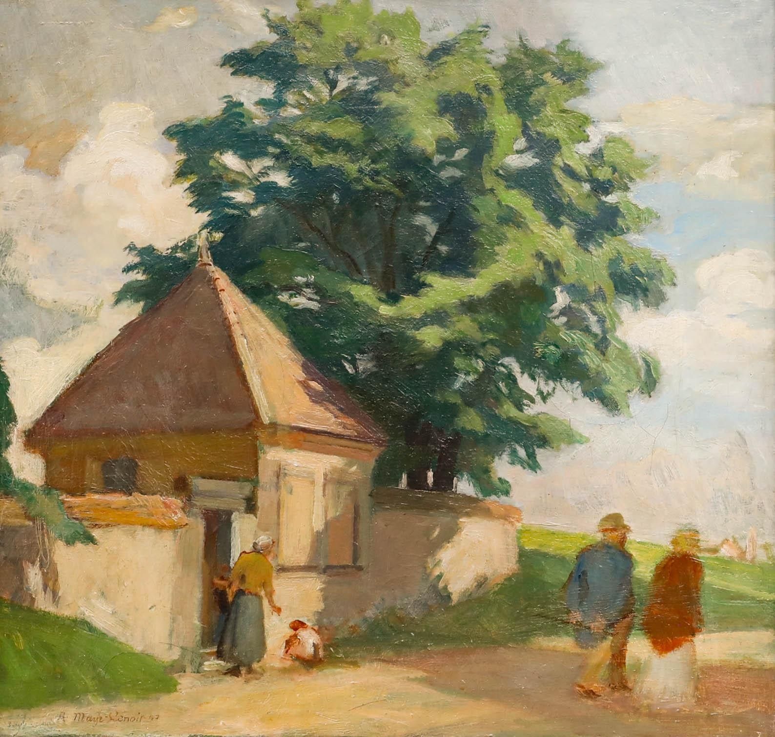 August Mayr Lenoir (1887 1968) 1940 Oil, A Walk In The Village photo for sale