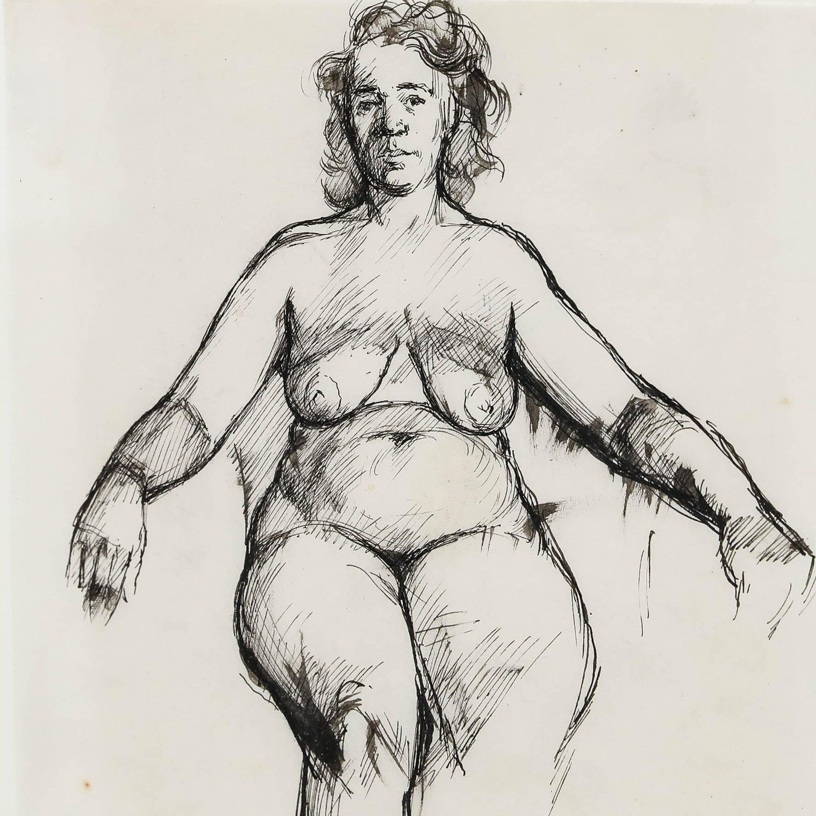 Peter Collins Arca 20th Century Pen And Ink Drawing, Monochromatic Nude photo Art