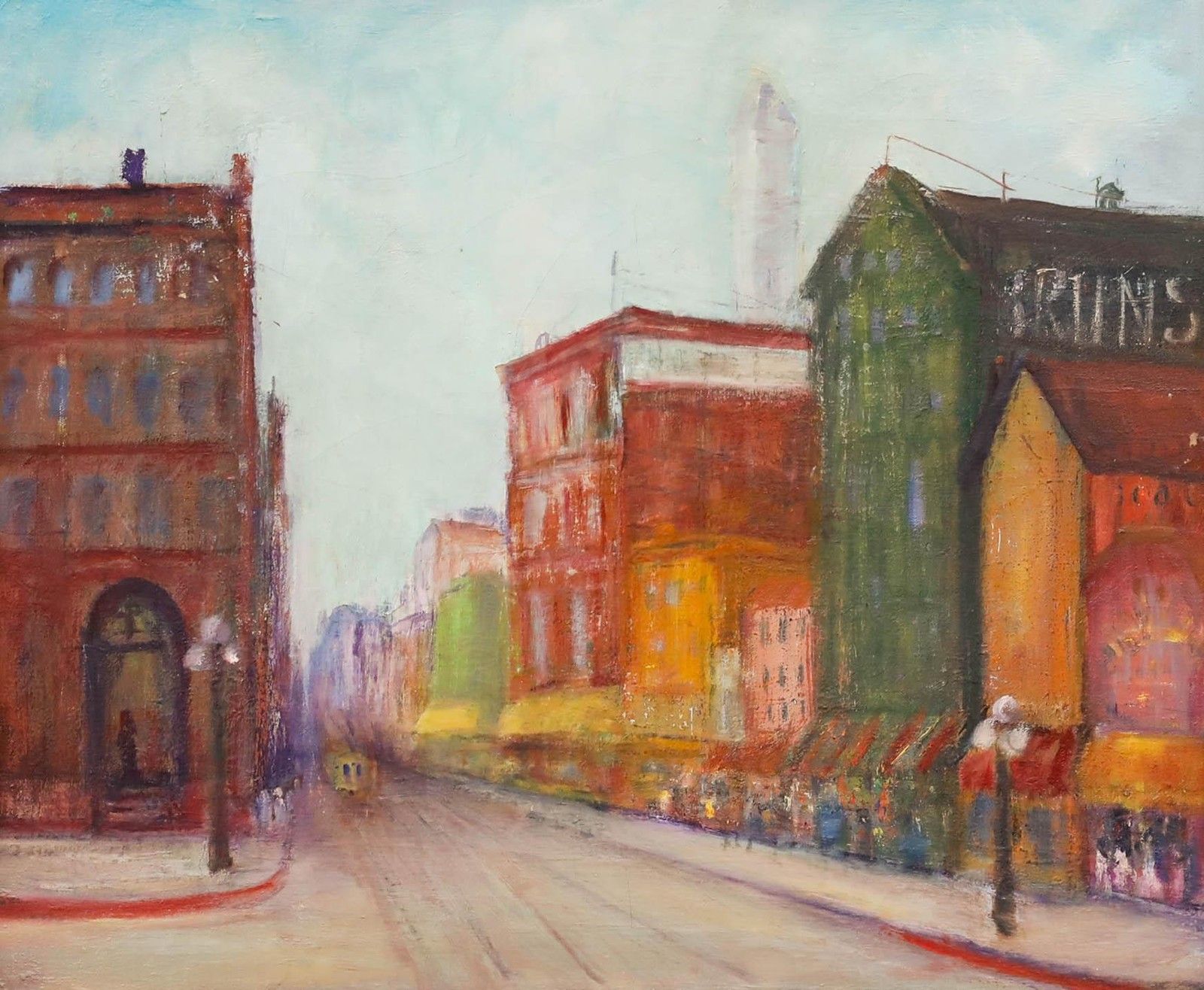 Clare Robinson Ford Framed Mid 20th Century Oil, American Street Scene photo furniture