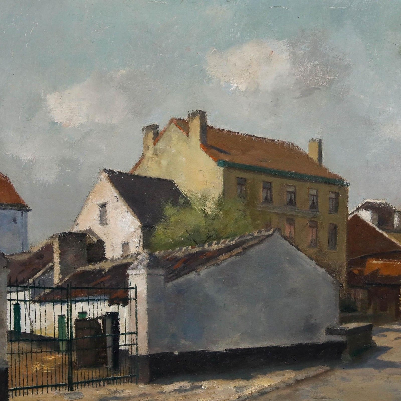 Charles Lebon (1906 1957) Mid 20th Century Oil, Belgian Street Scene photo Art