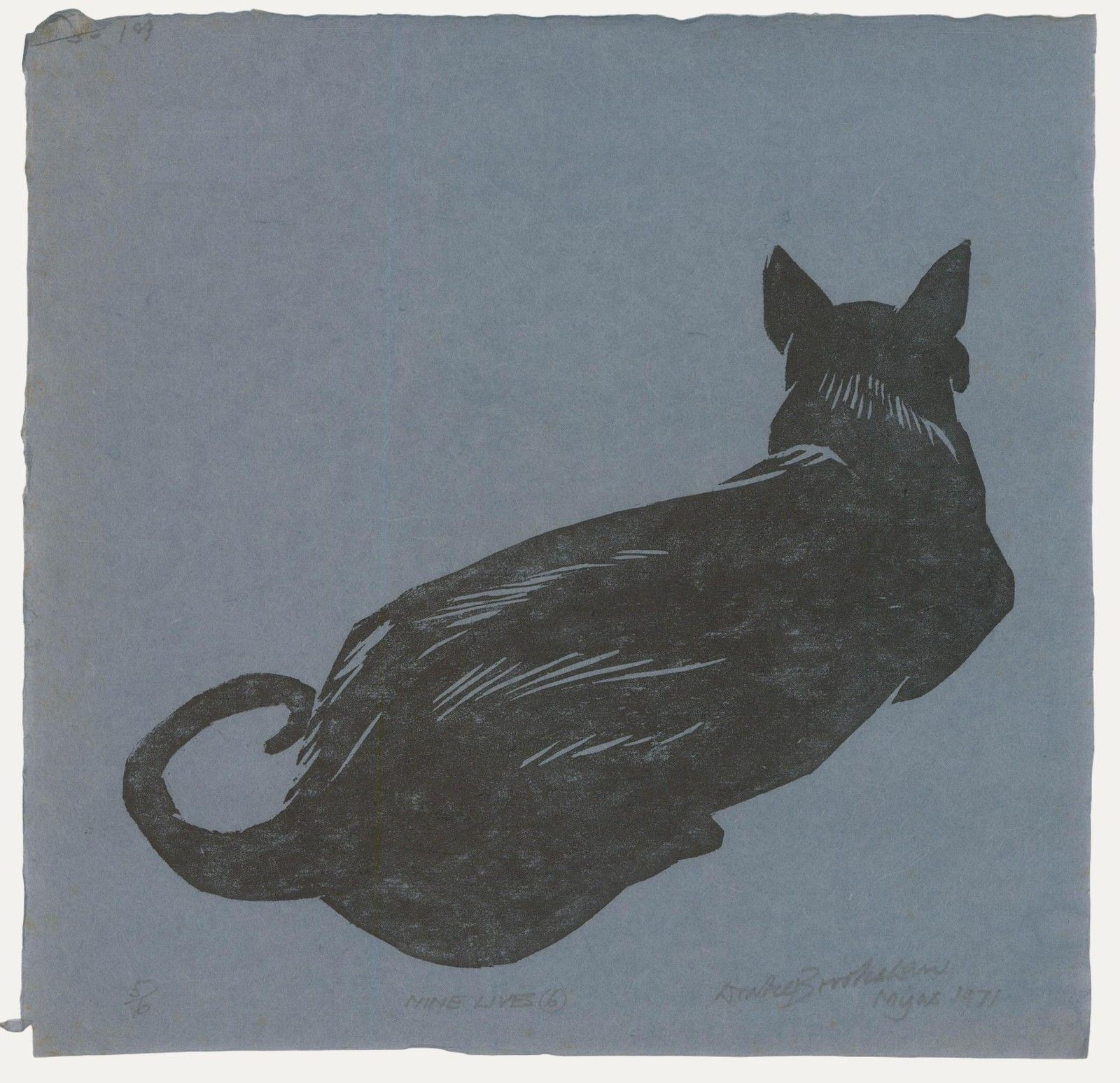 Percy Drake Brookshaw (1907 1993) 1971 Woodcut, Nine Lives 6