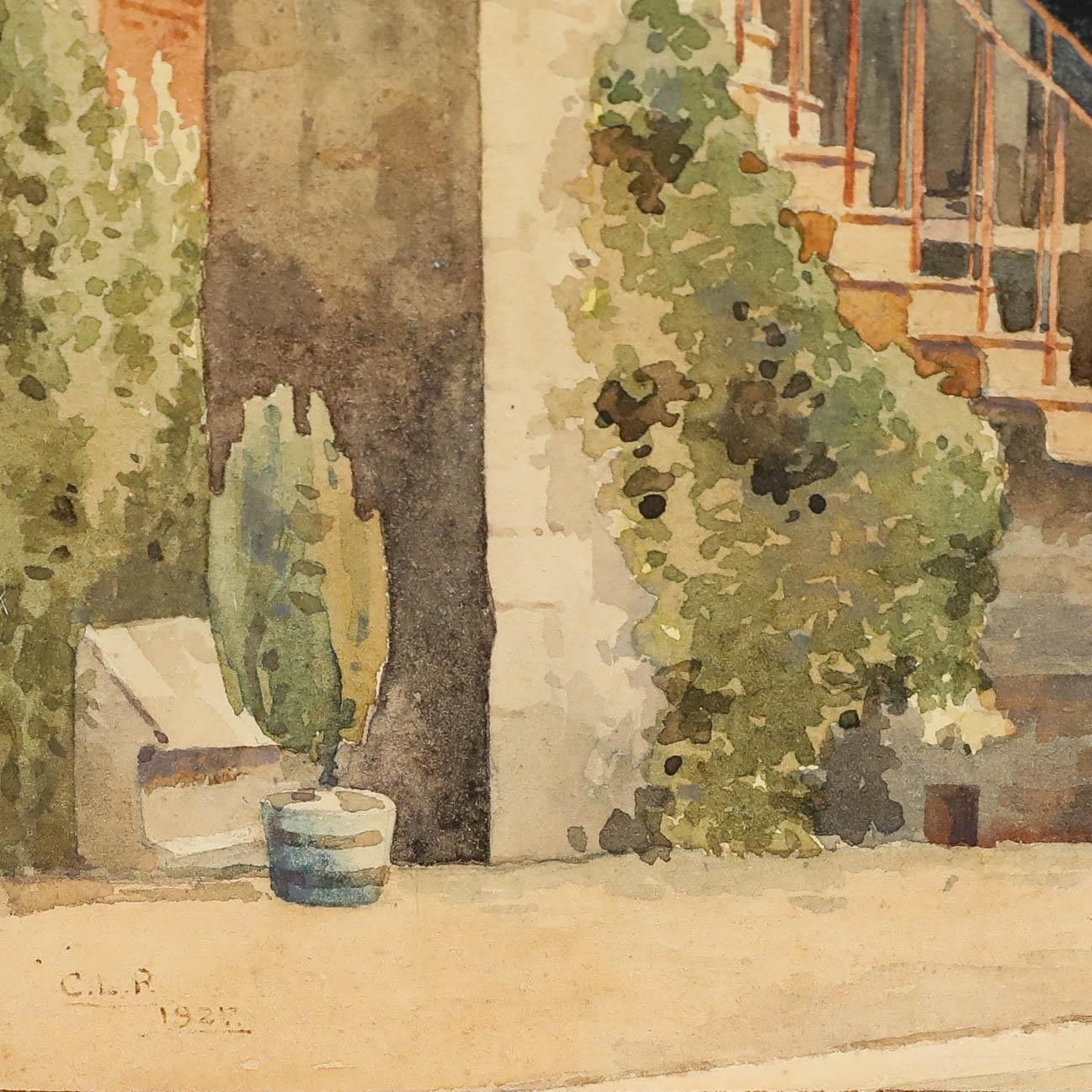 C. L. P. 1927 Watercolour, Entrance To Banqueting Hall, King's Manor photo Art