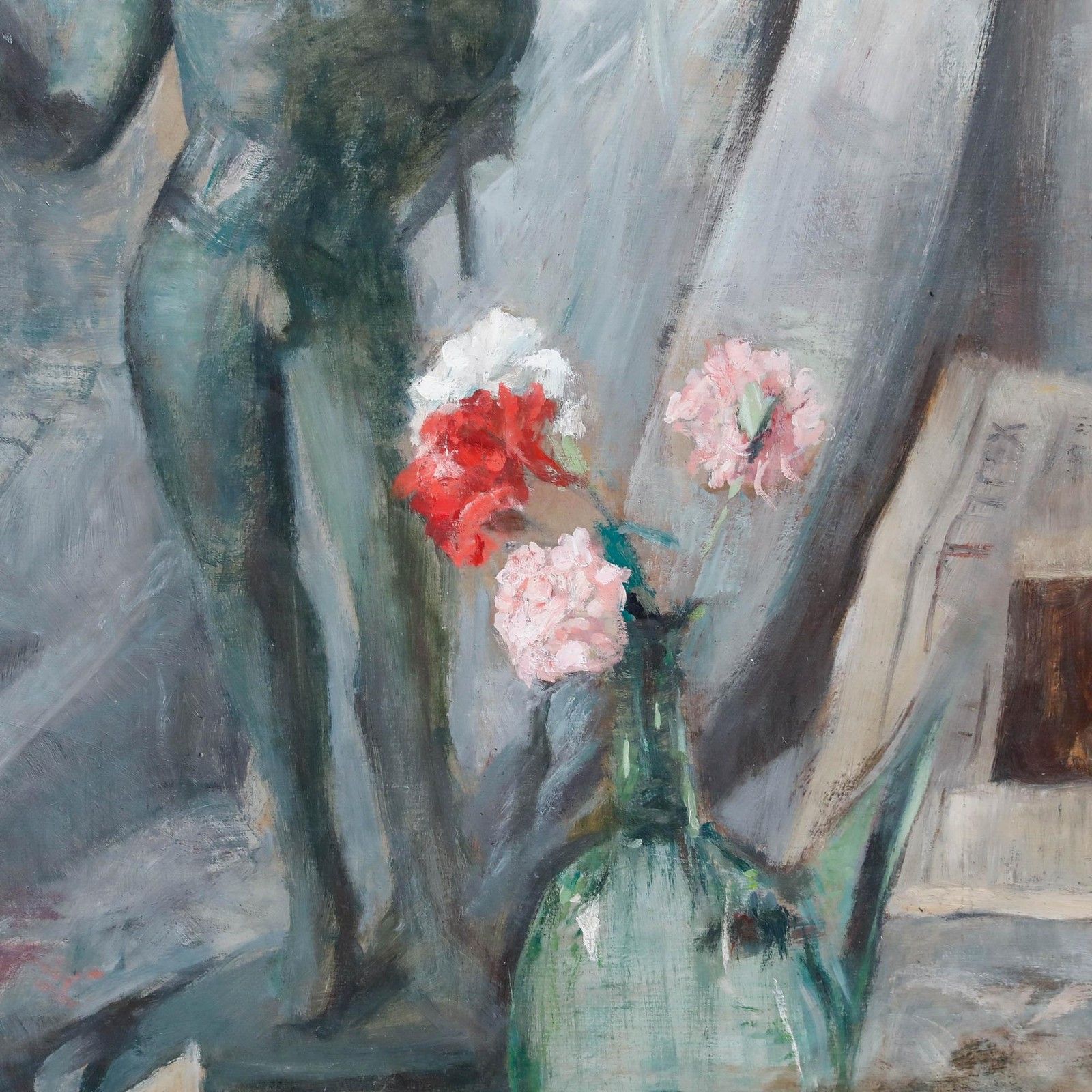 Cecile Hertz Eyrolles (1875 1974) Framed Oil, Narcissus & Carnations photo 1250.0