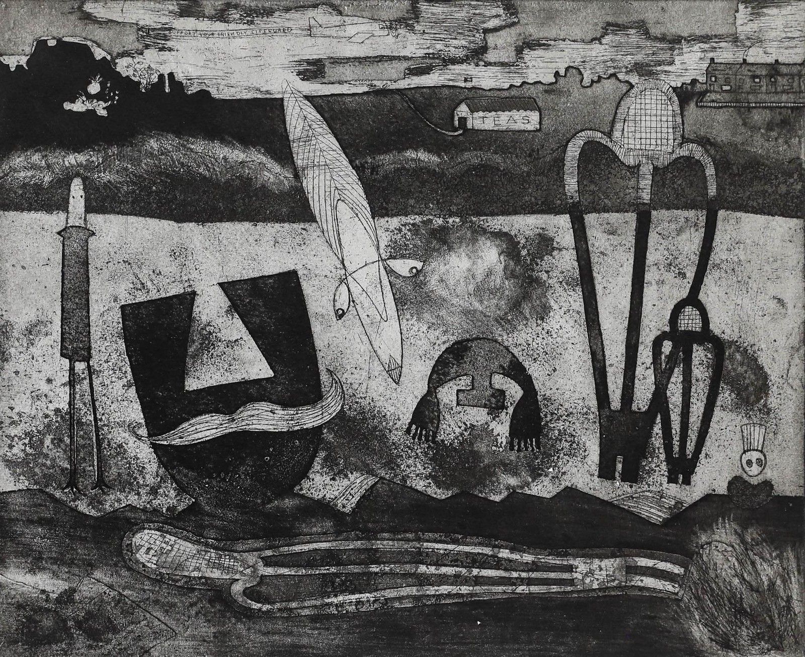 Jennifer Brown (1925 2008) 1987 Etching, The Drowning photo furniture