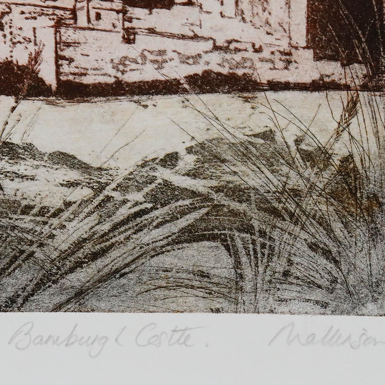 Pat Mallinson (1930 2008) 20th Century Etching, Bamburgh Castle photo for sale