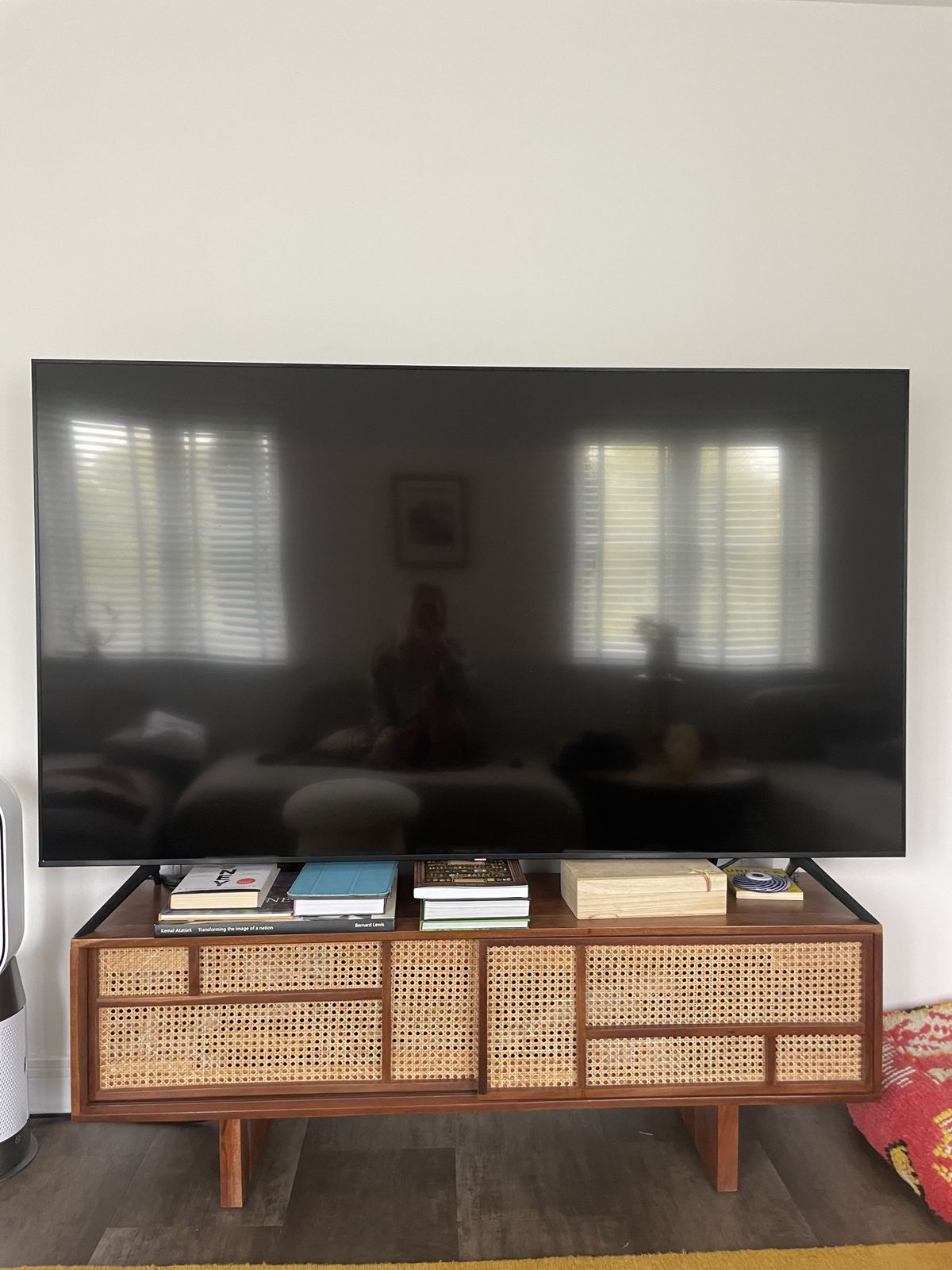 Swoon Brand Tv Stand, Dark Brown Acacia & Natural Rattan